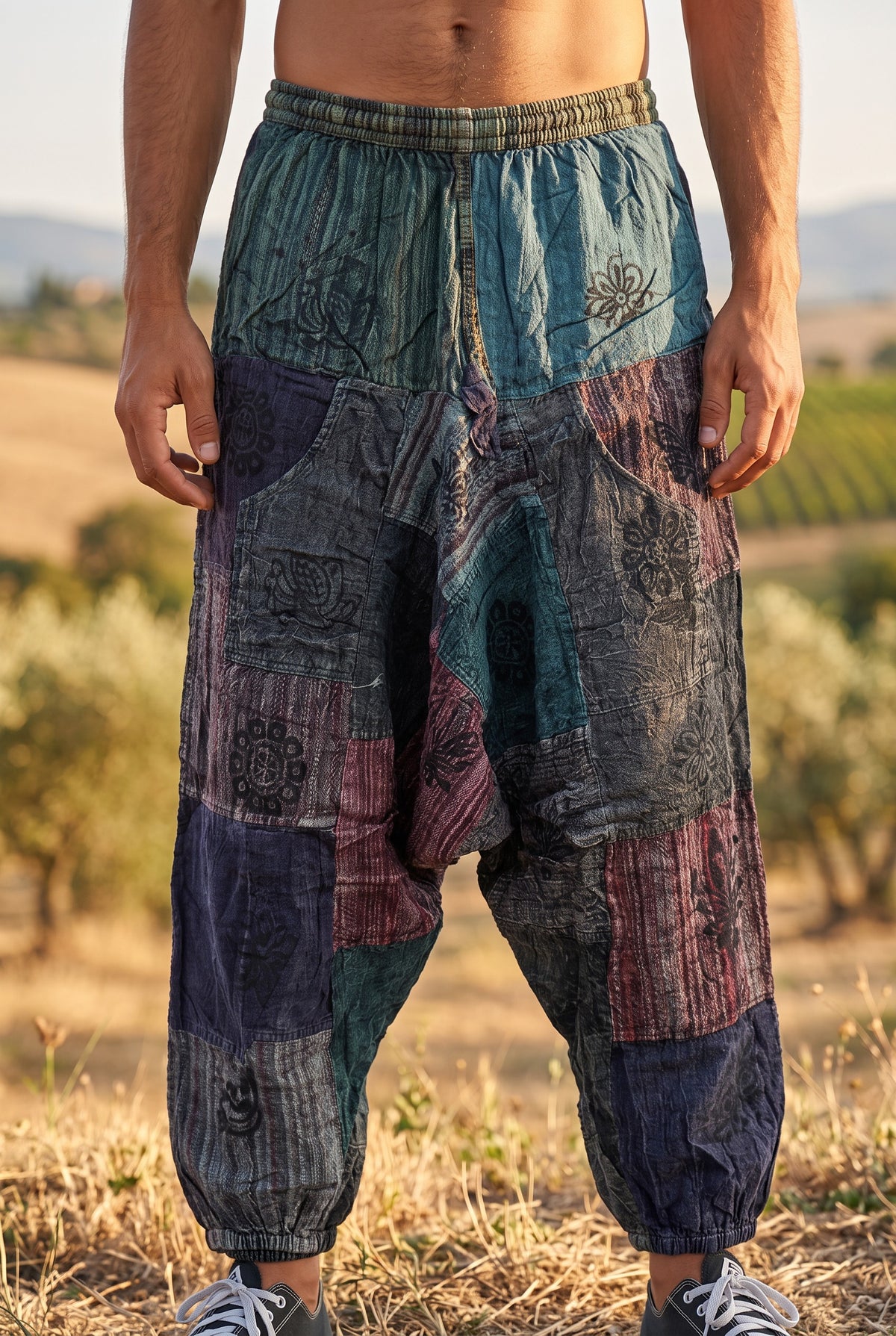 Nepal Patchwork Patchwork Erkek Şalvar Pantolon - Vega