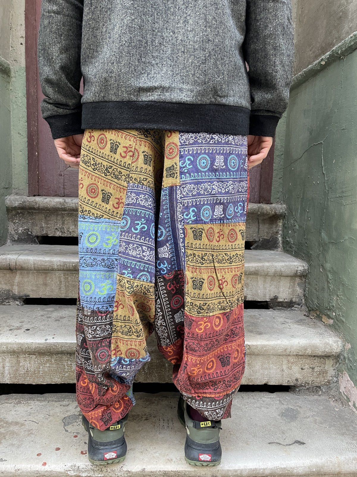 Unisex Nepal Patchwork Aum Şalvar Pantolon