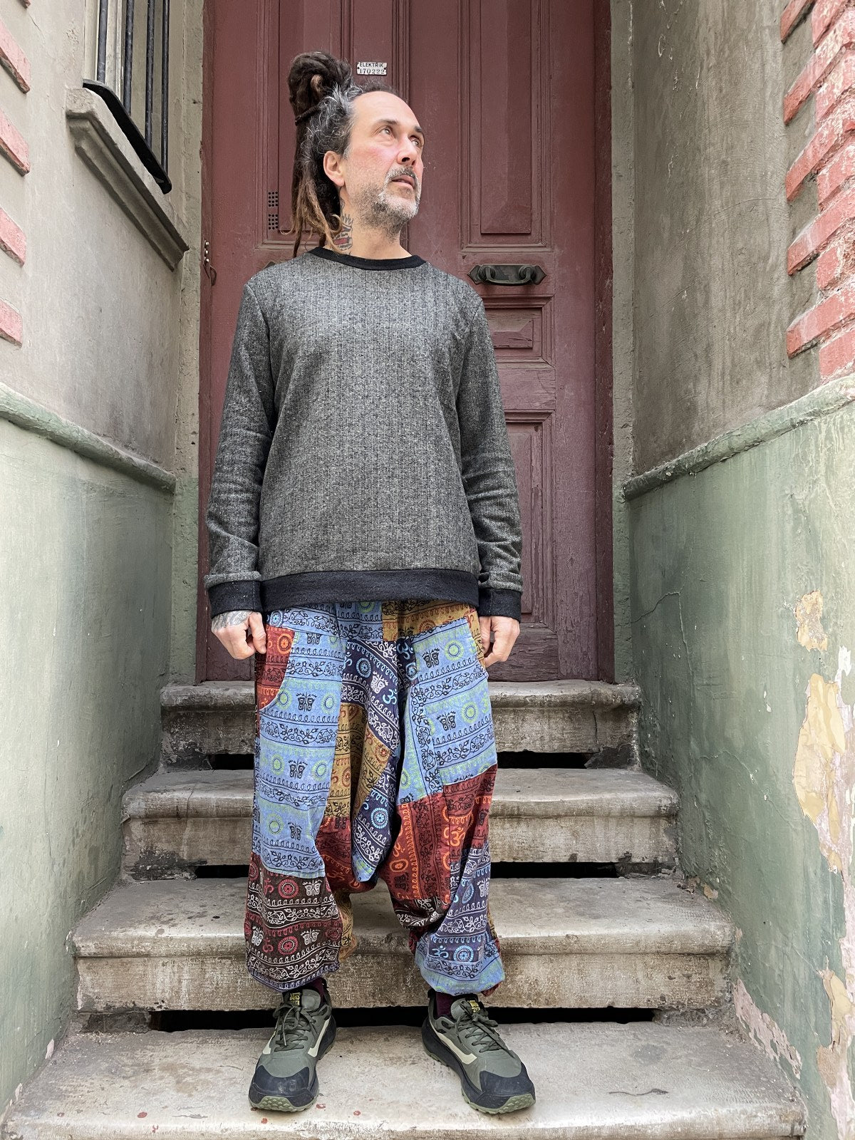 Unisex Nepal Patchwork Aum Şalvar Pantolon