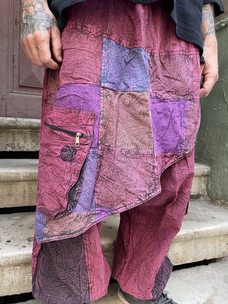 Mevsimlik & Kışlık Bordo Nepal Patchwork Şalvar