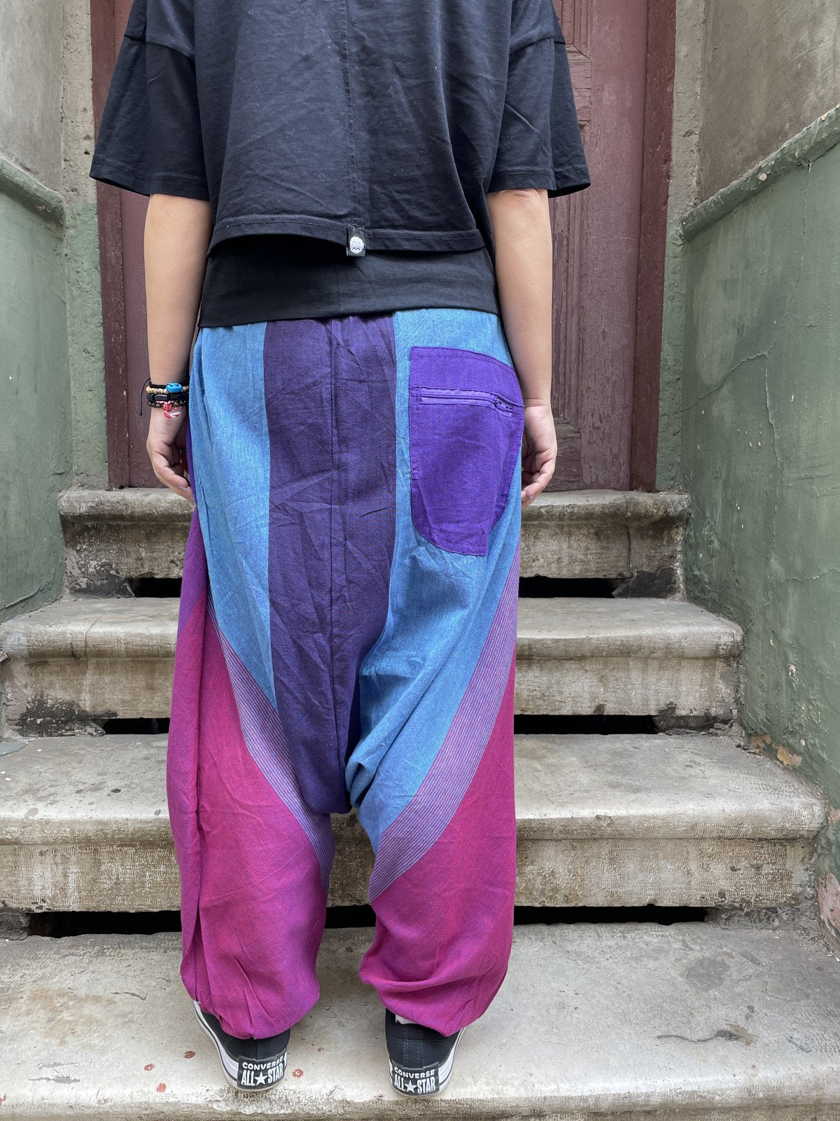 Unisex Renkli Kadın Nepal Şalvar Pantolon – Mor