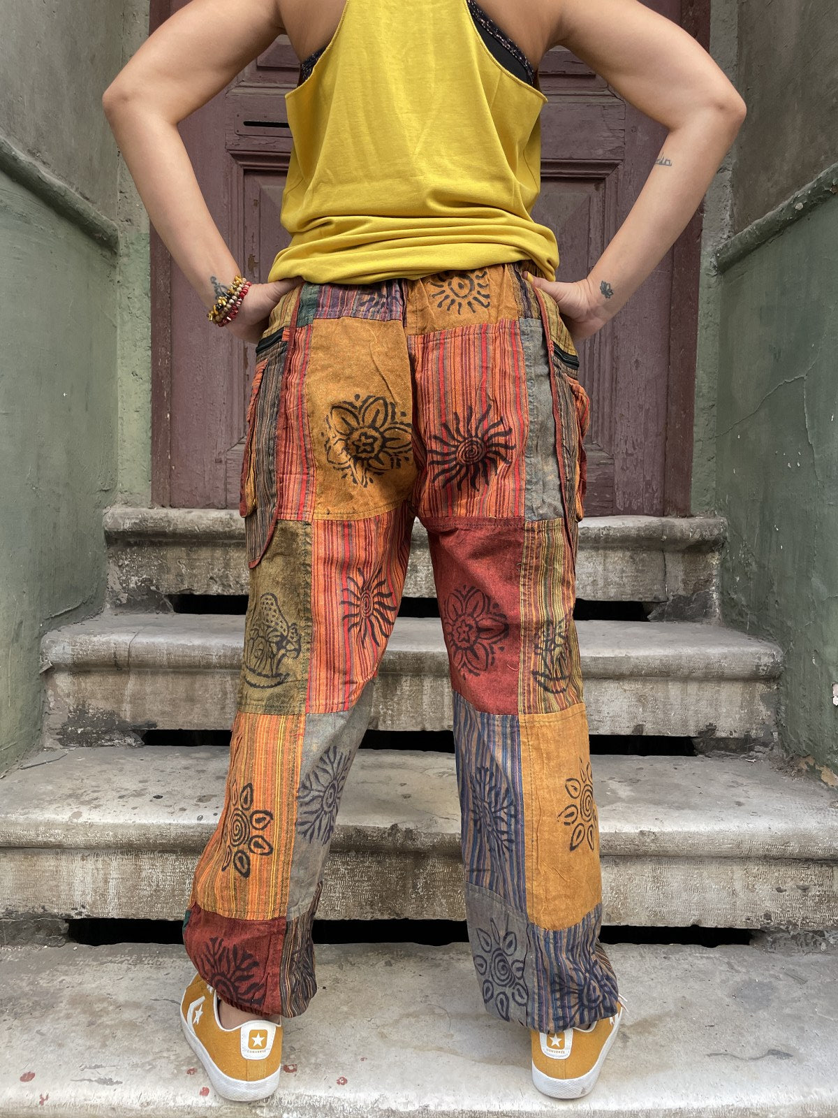 Nepal El Yapımı Patchwork Turuncu Pantolon