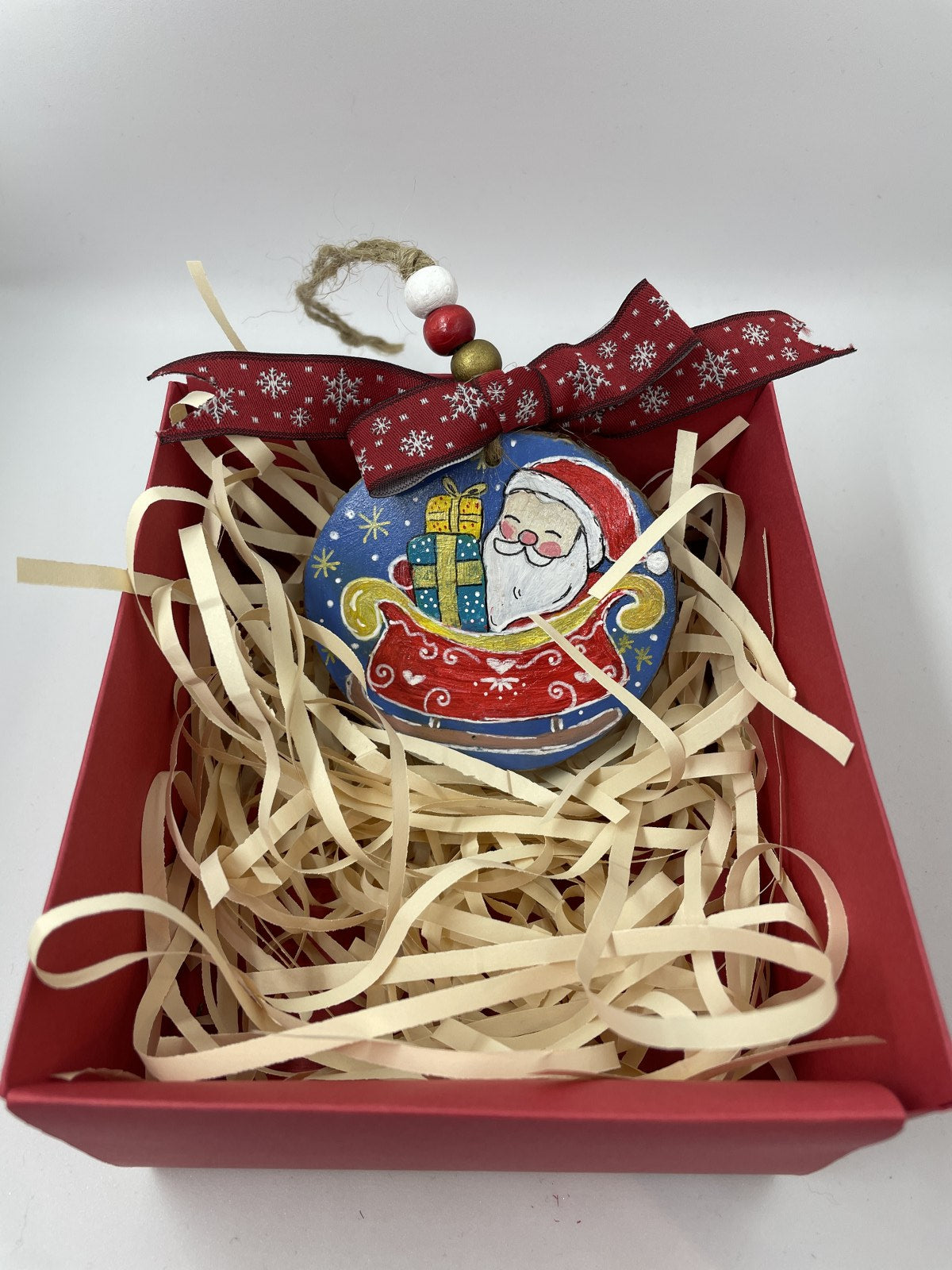 Noel Baba Doğal Ağaç Boyama Yılbaşı Süsü