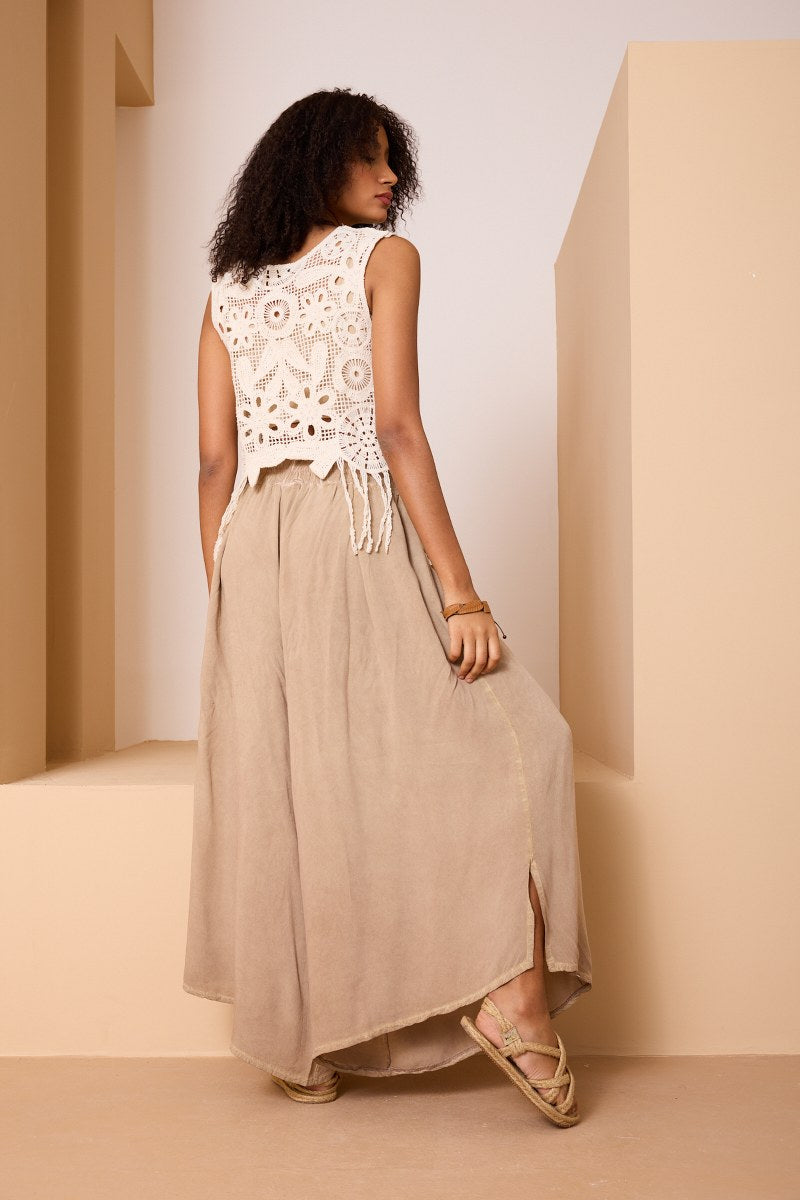 Bohem Örgü Bluz, Dantel Crop, Yazlık Salaş Askılı Üst