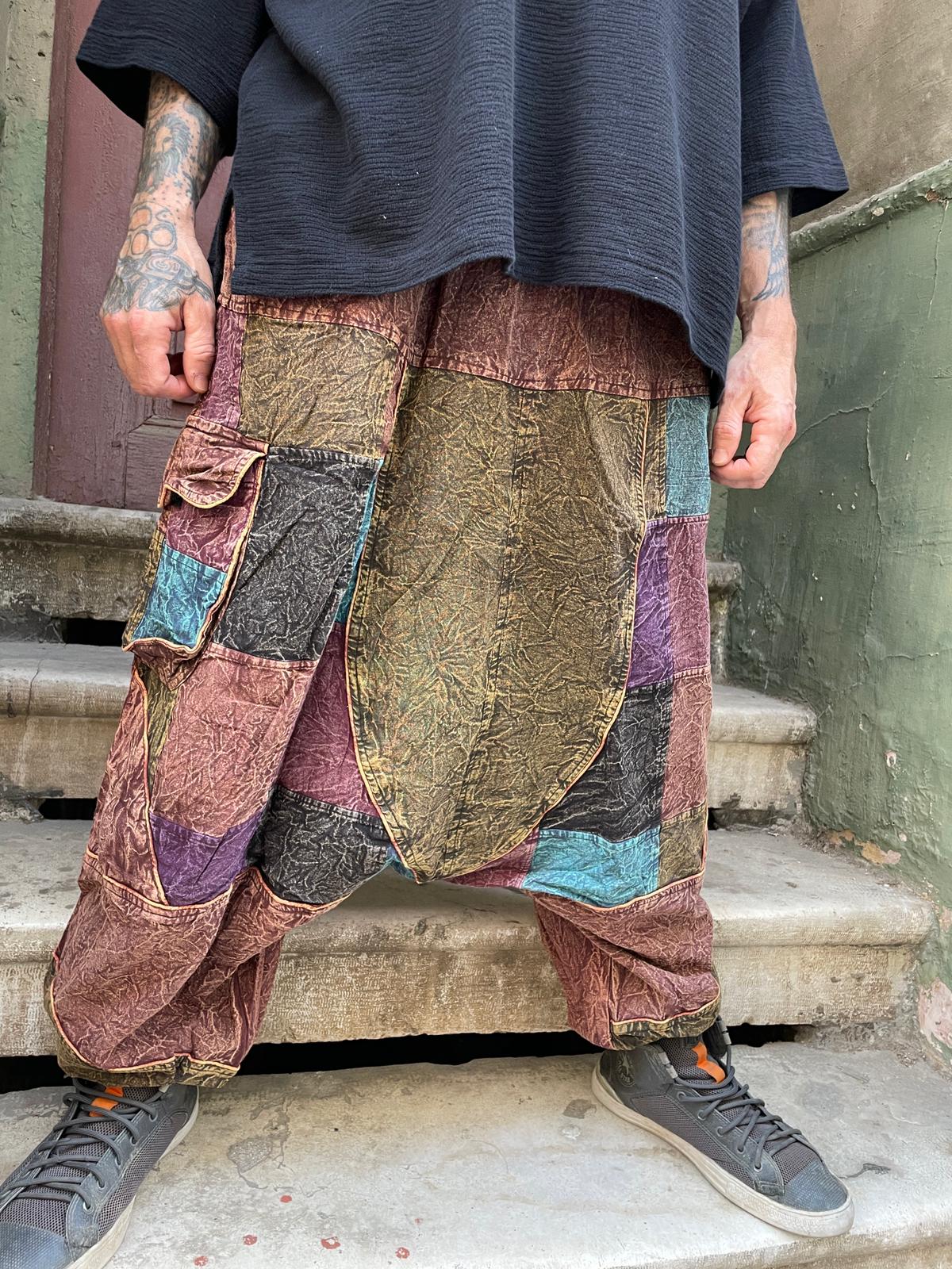 Mevsimlik Nepal Patchwork Taşlanmış Şalvar Pantolon – Unisex, Rahat Tasarım