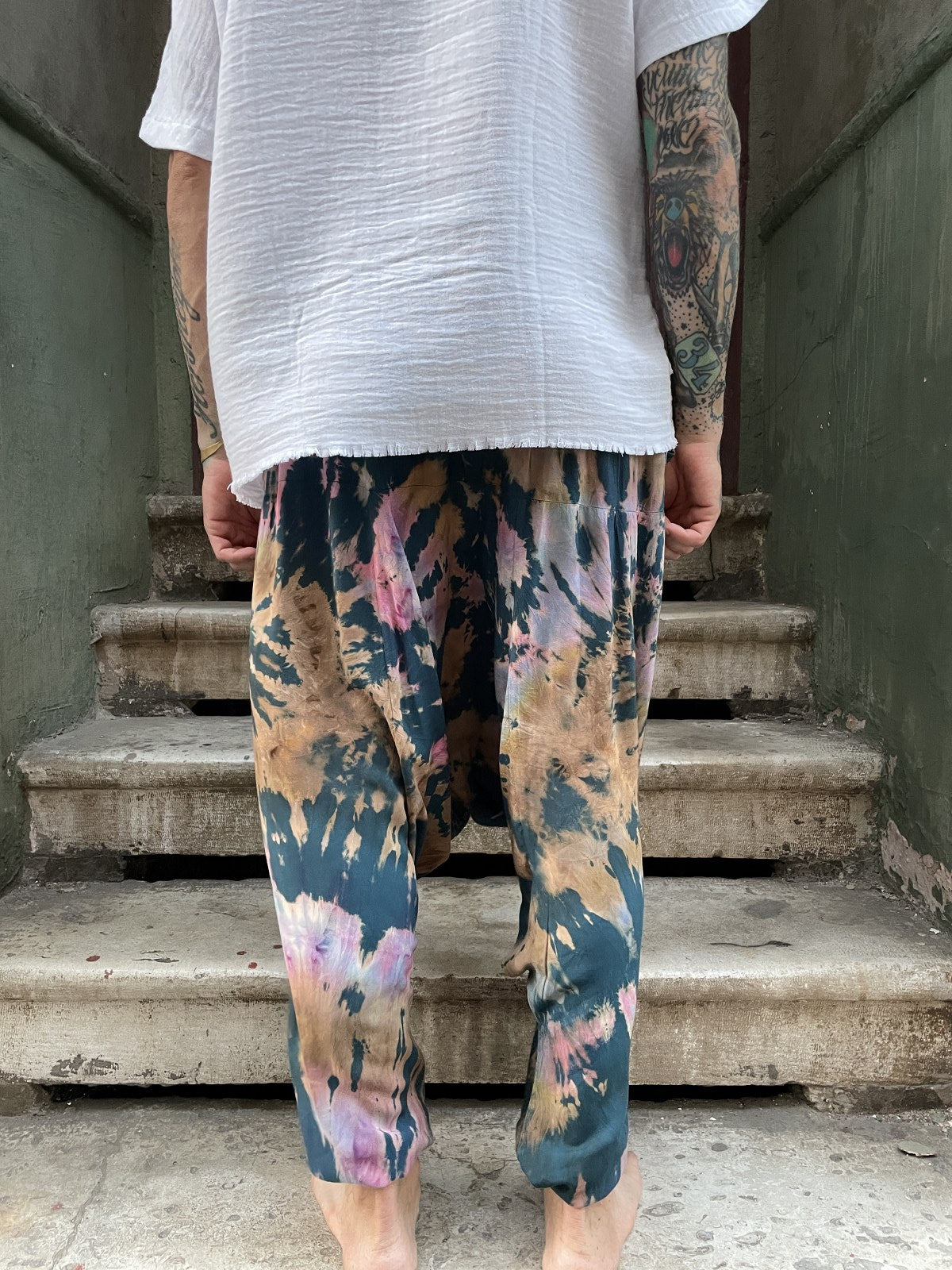 Unisex Batik Petrol Pantolon Şalvar