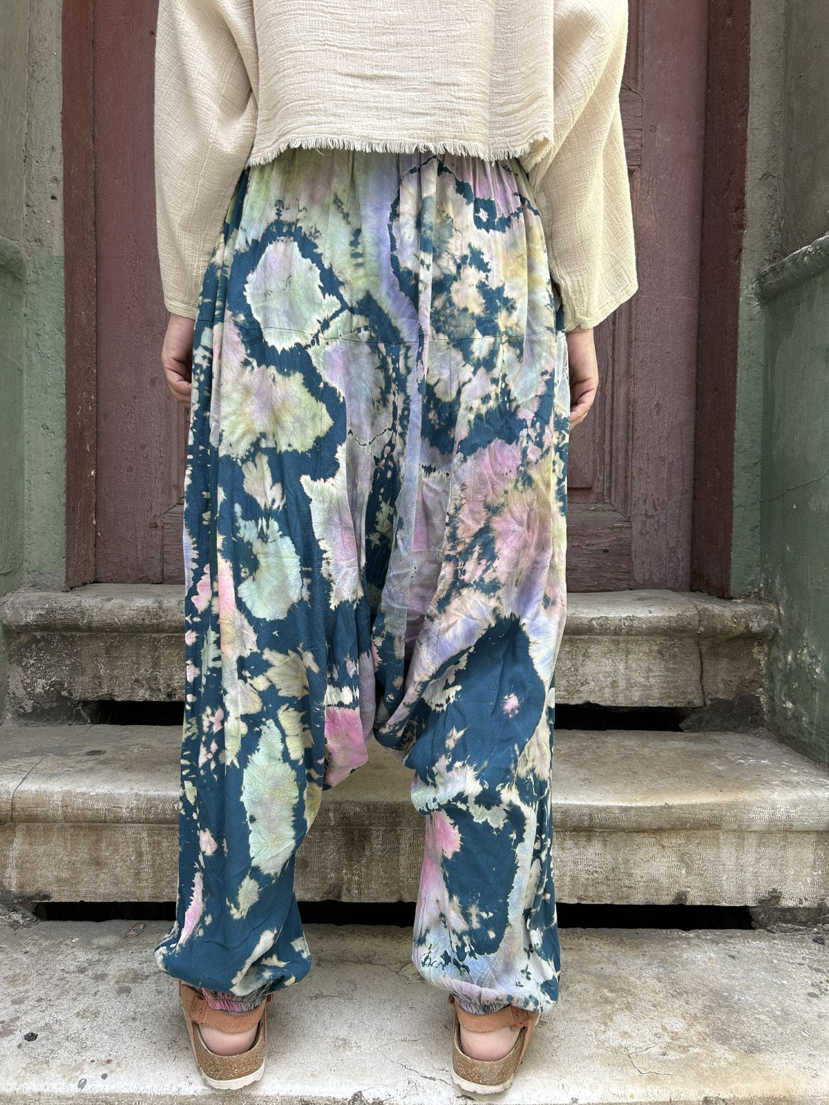 Batik Boyama Renkli Kadın Pantolon