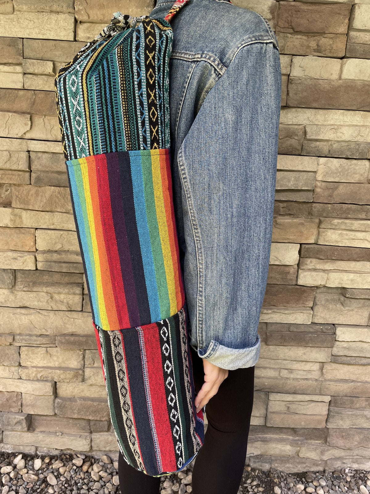 Rainbow Patchwork Nepal Yoga Mat Çantası