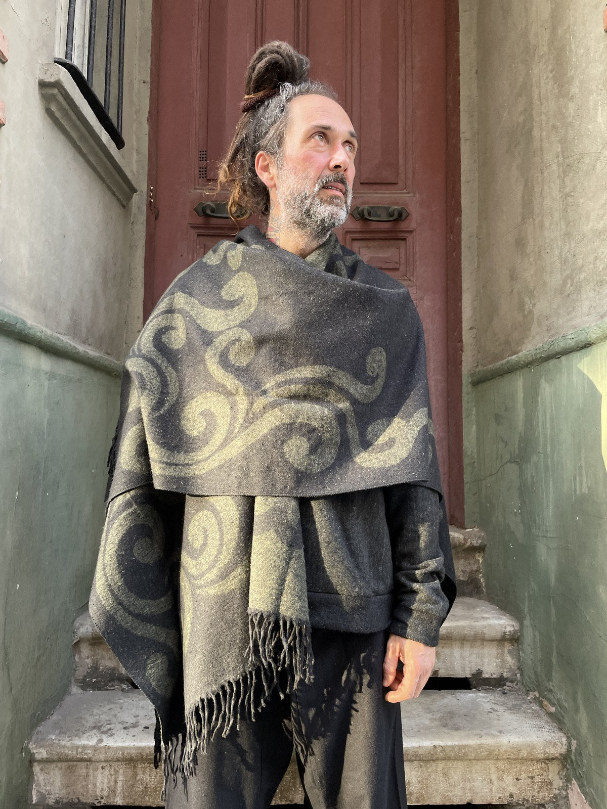 Recycle Çift Taraflı Unisex Motifli Panço
