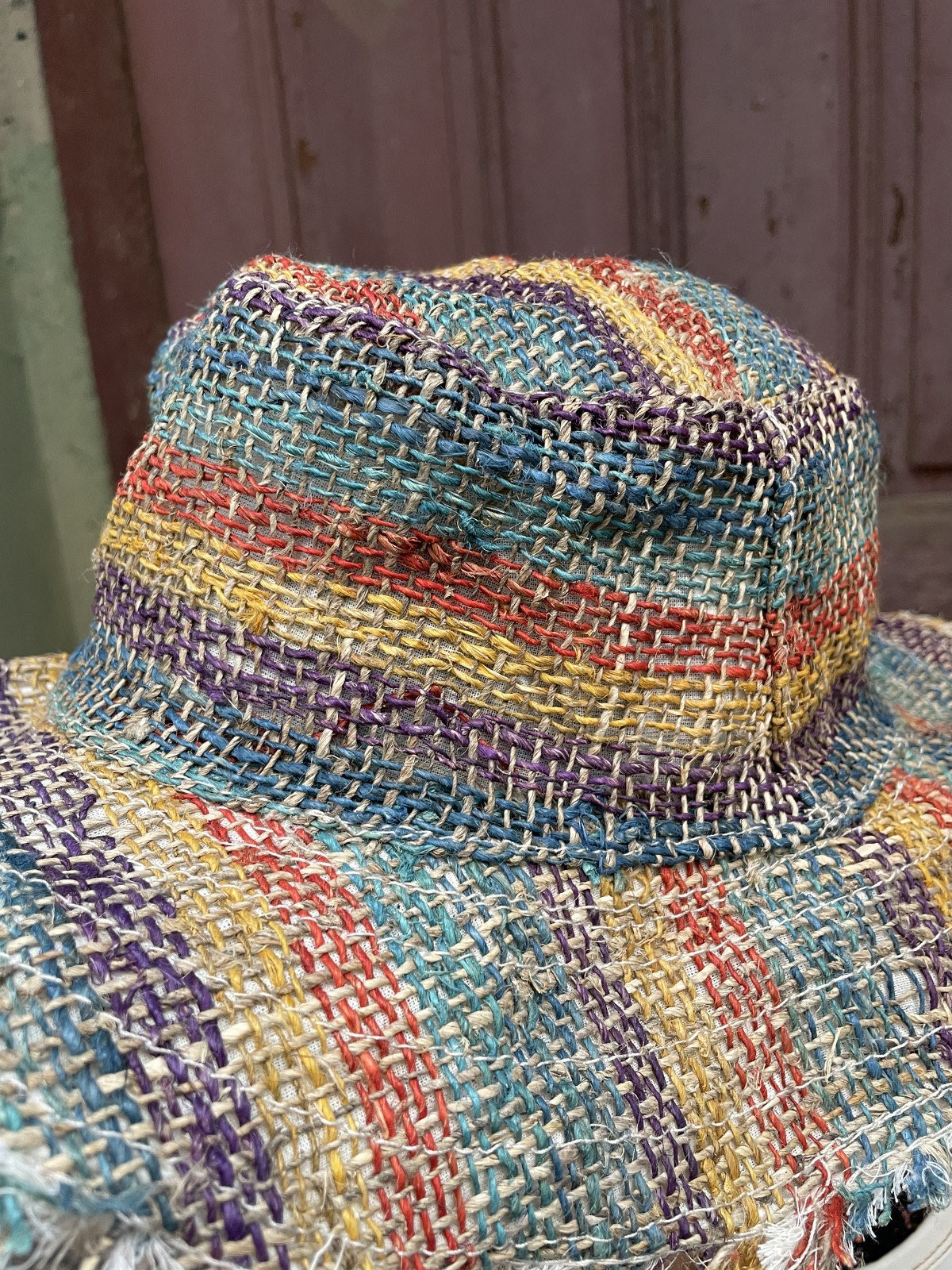 %100 Hemp Kumaş Gökkuşağı Bohem Şapka