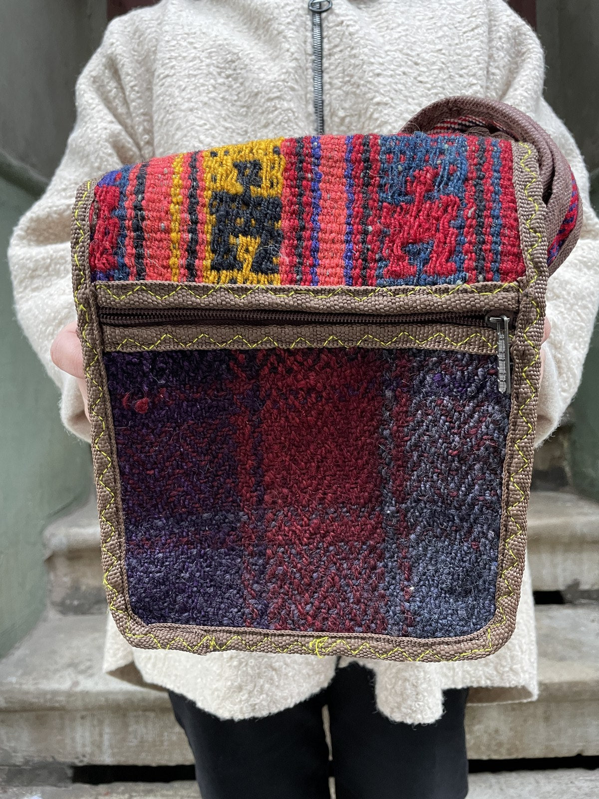 Bohem Renkli Kilim Postacı Çantası