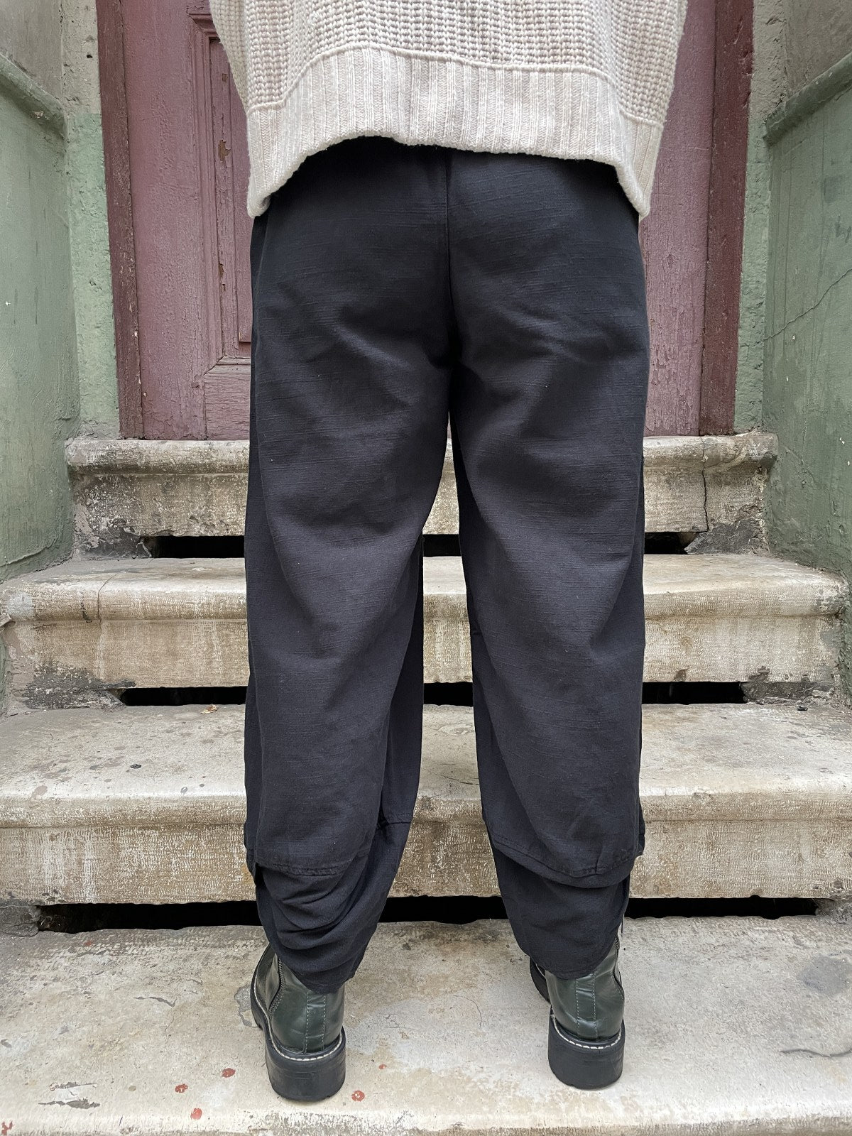 Siyah Bohem Kilim Motifli Kadın Pantolon 1/5 medya