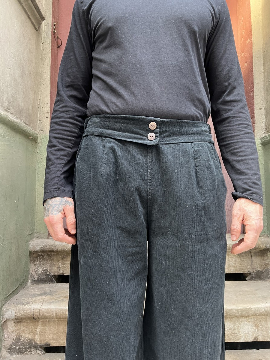 Erkek Kadife Bol Paça Pantolon Siyah