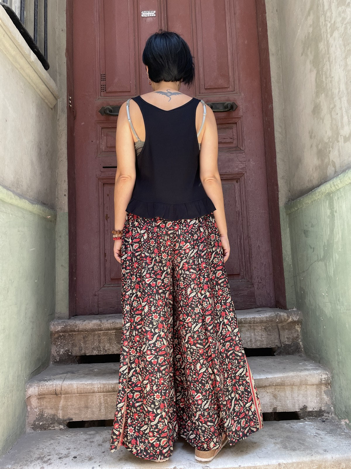 Bohem Nepal Siyah İpek Pantolon