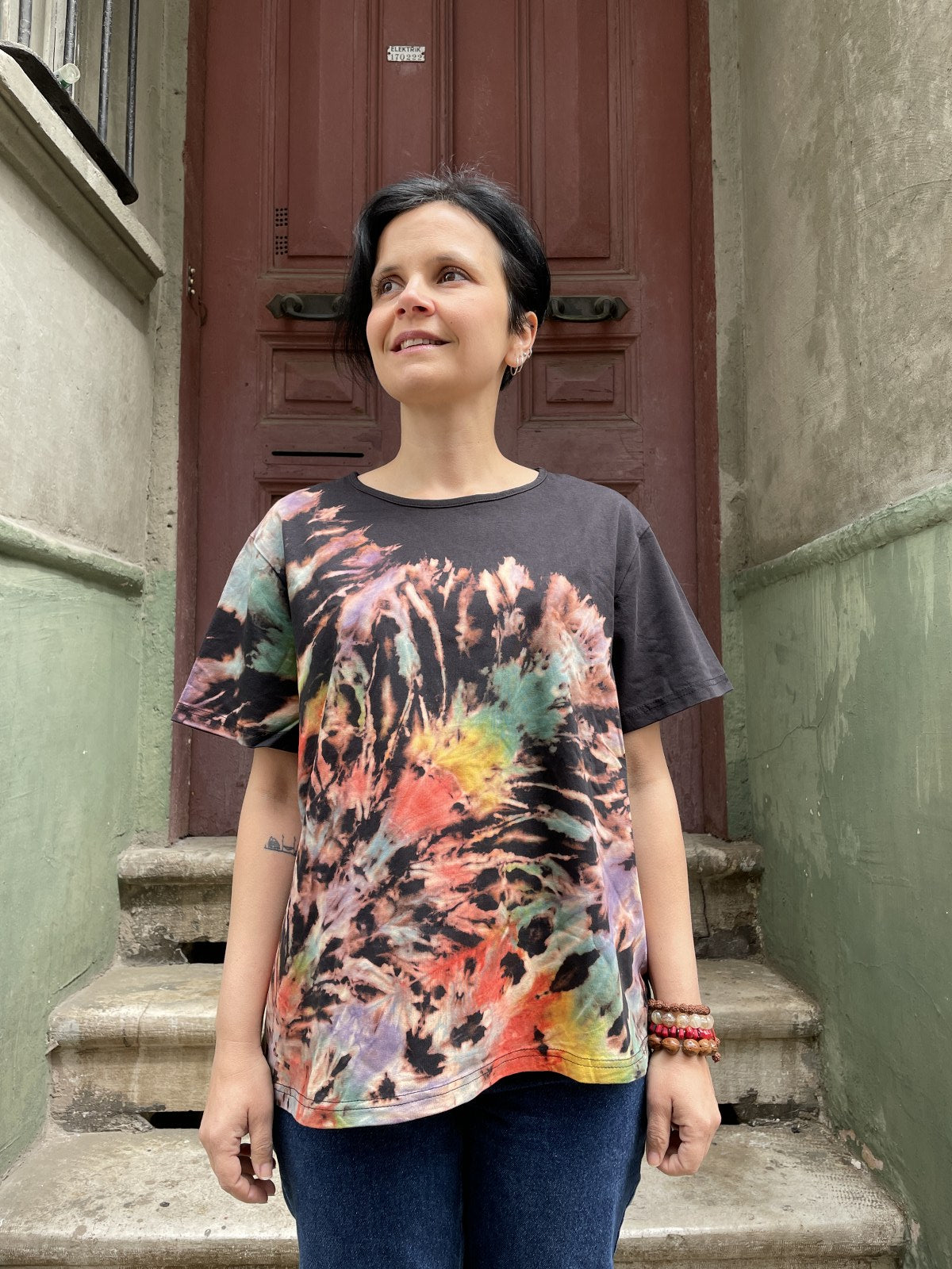 Batik Tasarım Siyah Yeşil Bluz