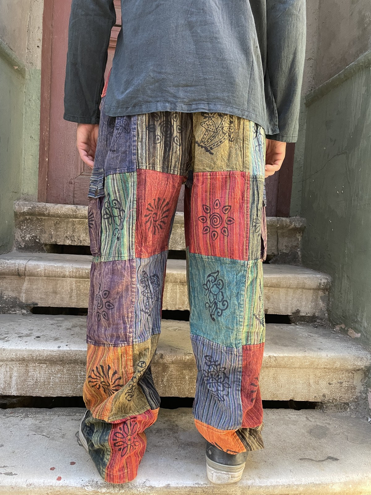 Unisex Nepal Patchwork Toprak Pantolon