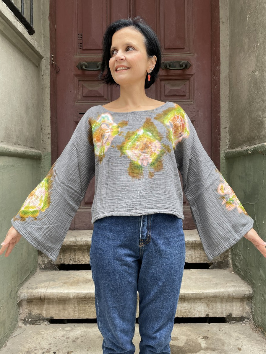 Batik Müslin Bluz – “Liora” – El Boyaması Bohem Tasarım