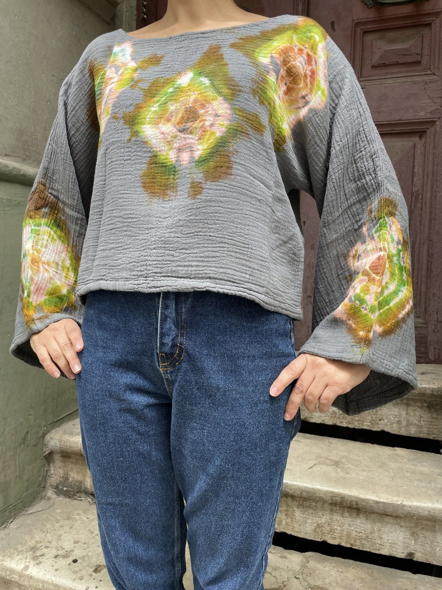 Batik Müslin Bluz – “Liora” – El Boyaması Bohem Tasarım
