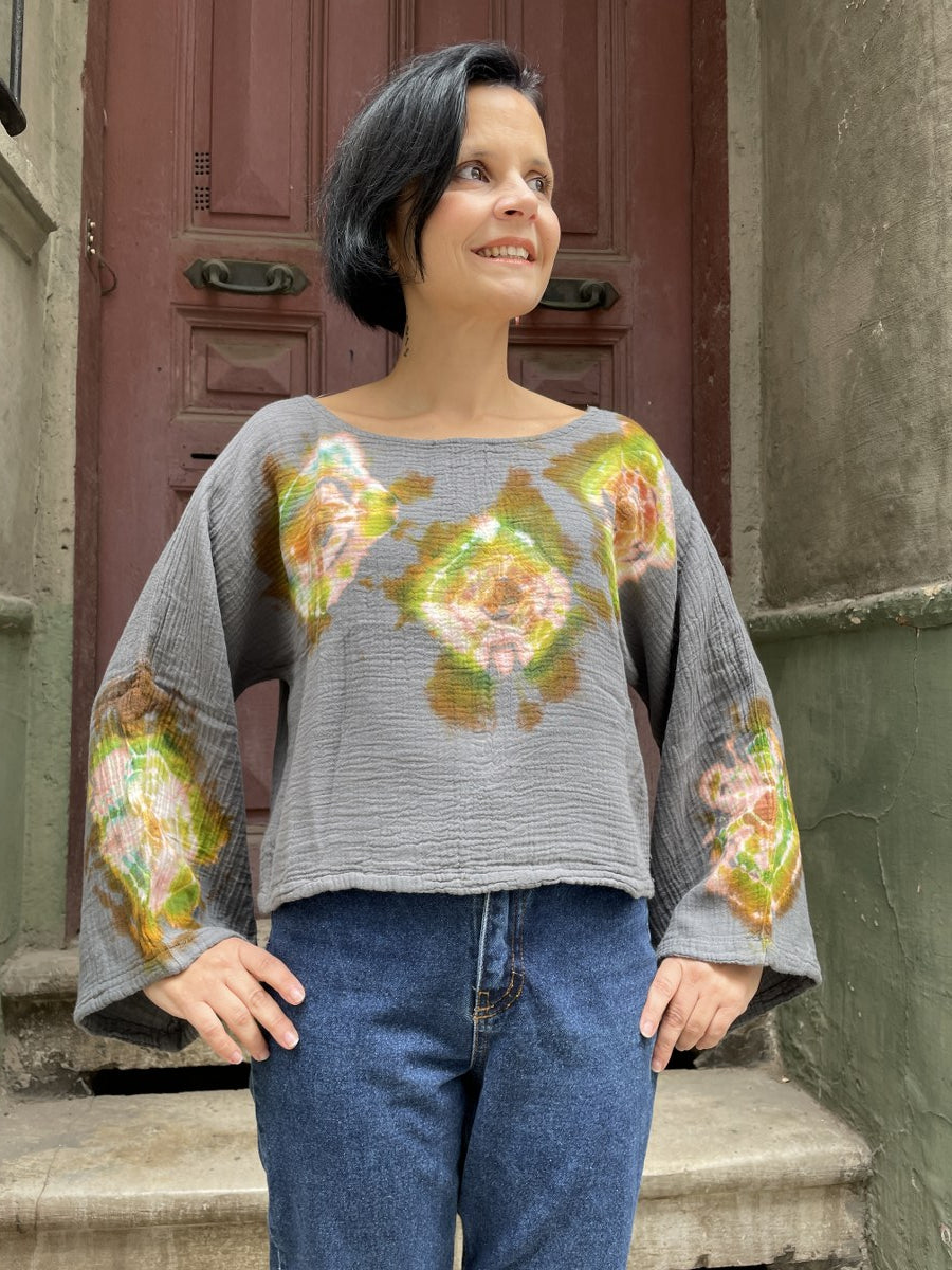 Batik Müslin Bluz – “Liora” – El Boyaması Bohem Tasarım