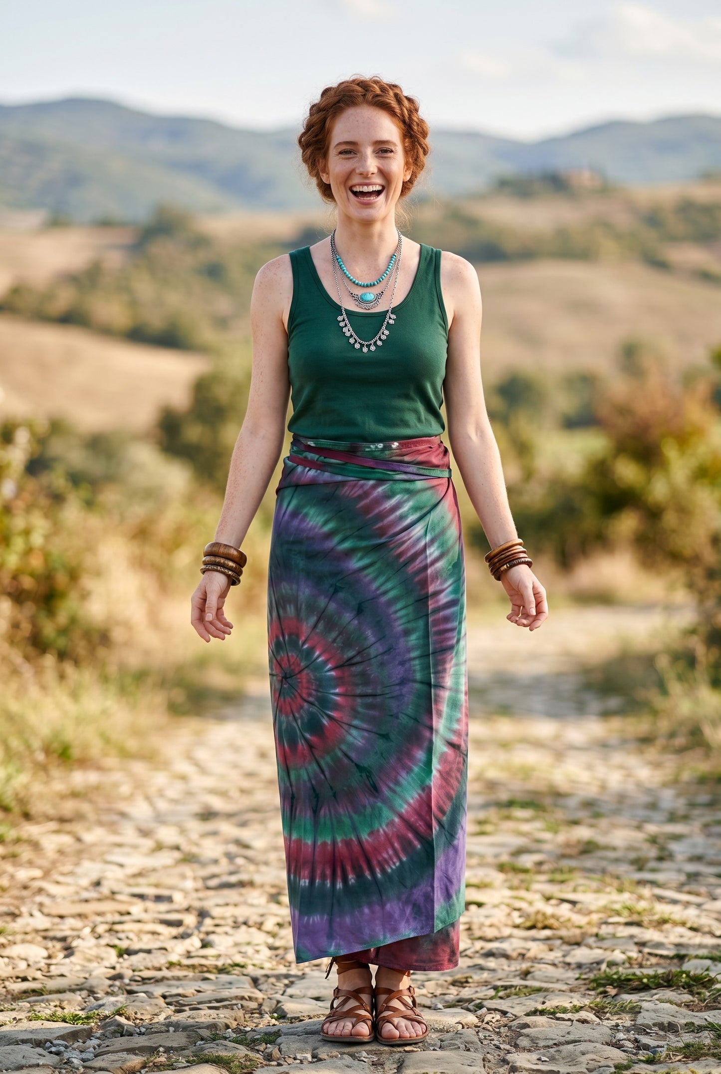 Mystic Forest Batik Sarong – Çift Kullanımlı Mor Desenli Viskon Sarong Etek & Elbise
