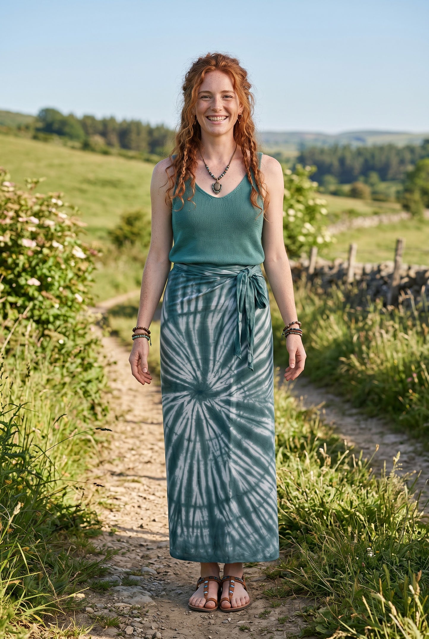 Ocean Mist Batik Sarong – Renk Geçişli Viskon Çok Amaçlı Sarong Etek & Elbise