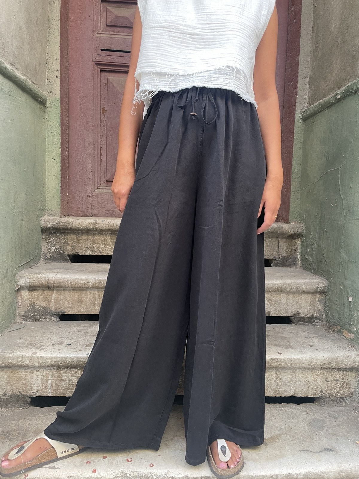 Bohem Kadın Tencel Palazzo Pantolon