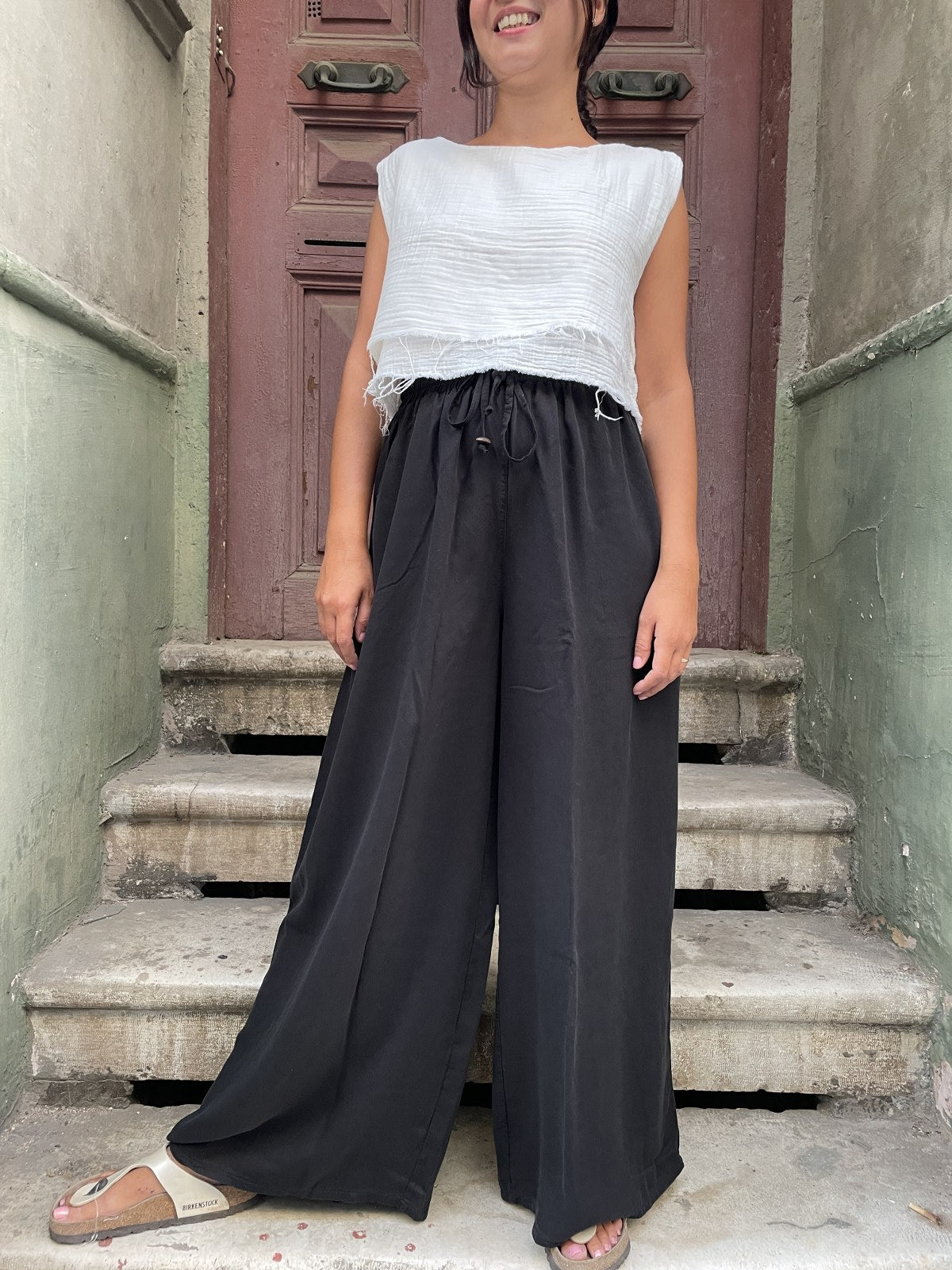 Bohem Kadın Tencel Palazzo Pantolon