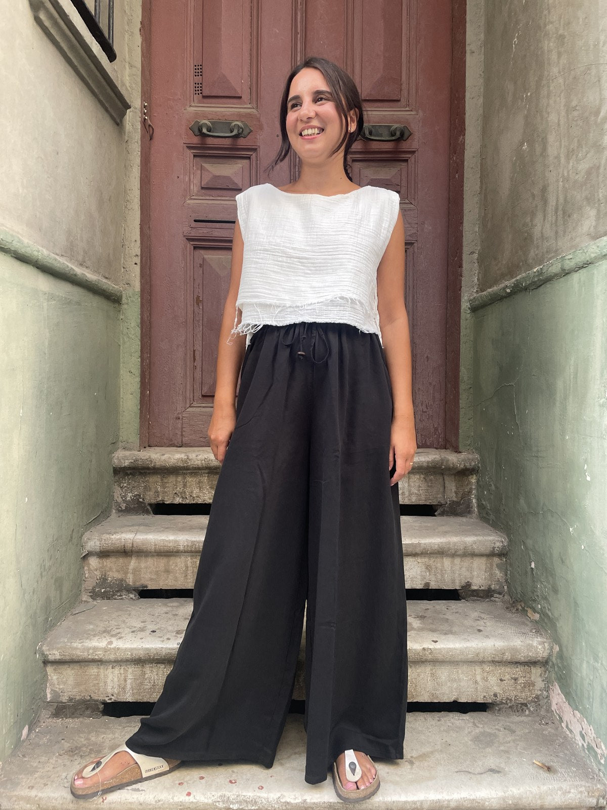 Bohem Kadın Tencel Palazzo Pantolon
