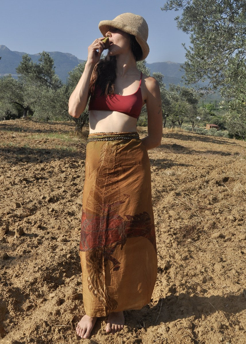 Tasarım Timsah Sarong Bağlamalı Etek Elbise