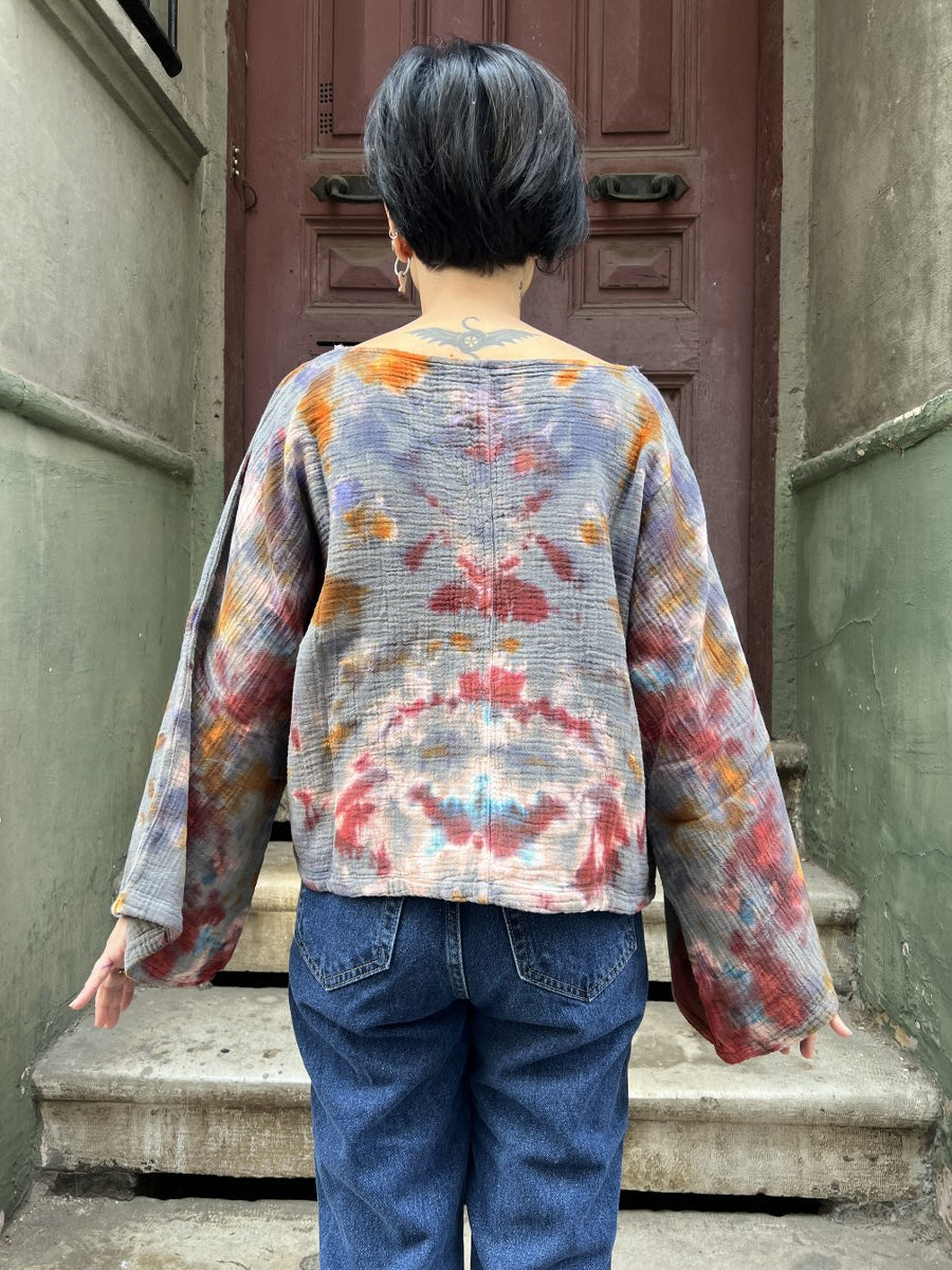 Kadın Batik Bluz Sunset Aura – El Boyaması, %100 Müslin