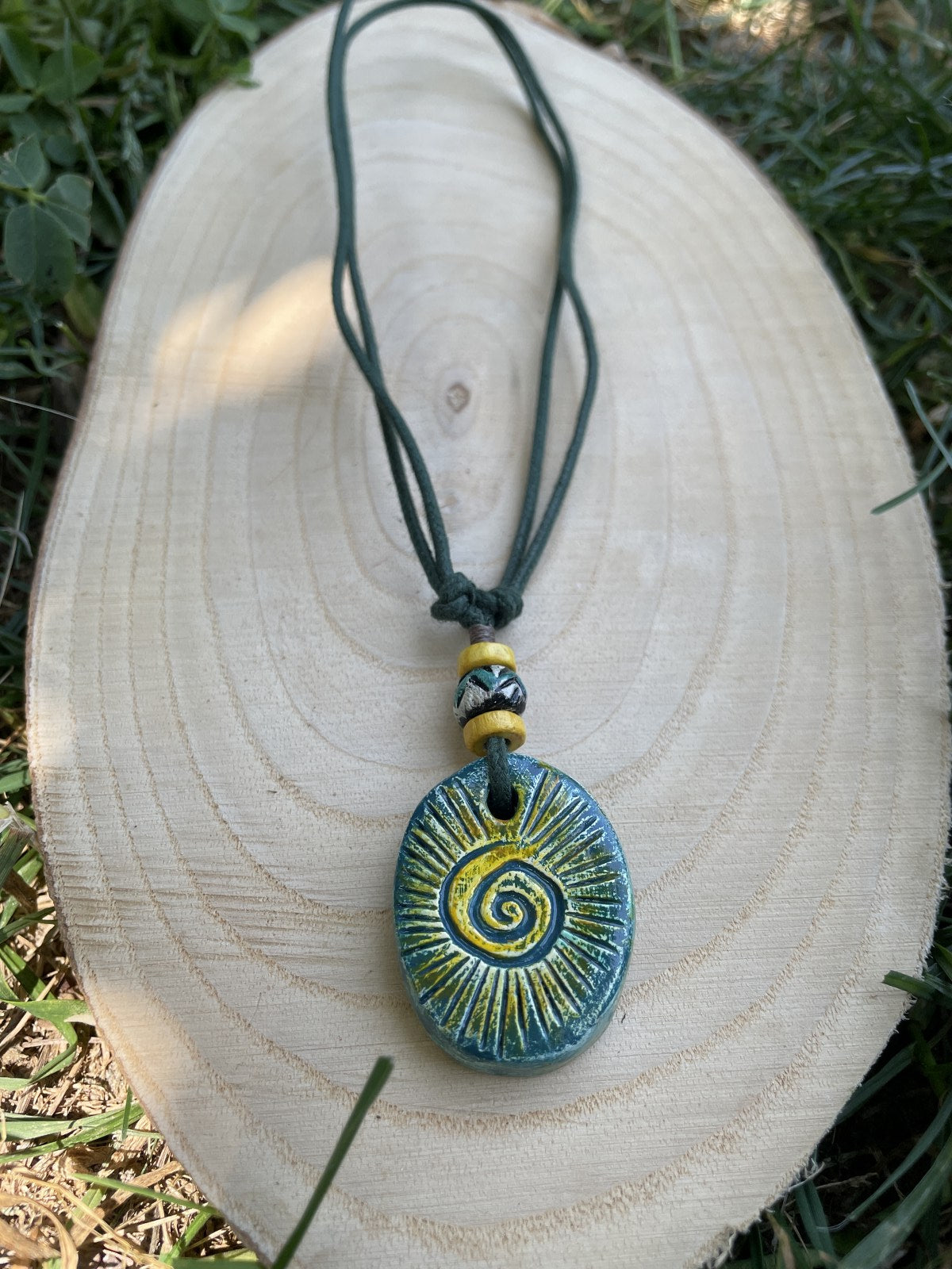 Turkuaz Sarı Seramik Kolye