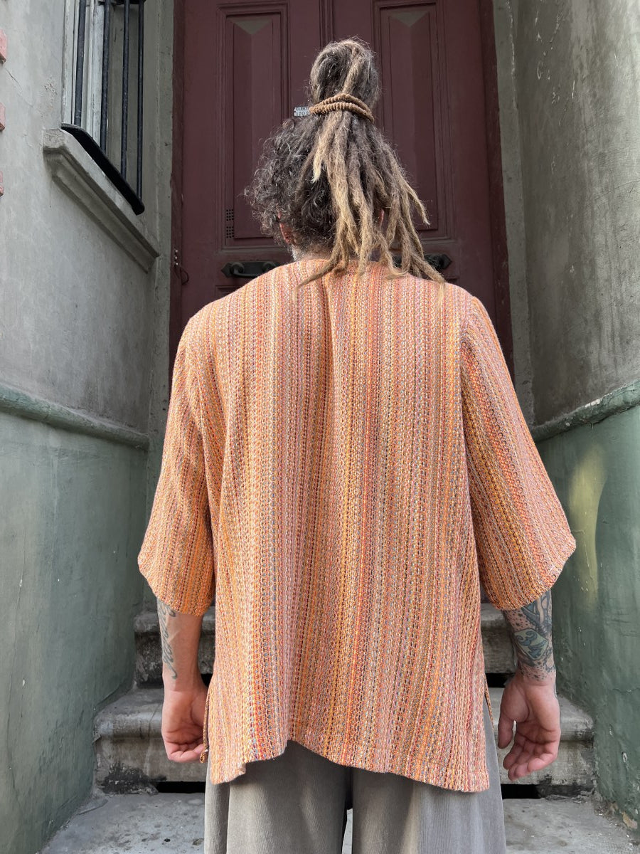 Solis Turuncu Etnik Dokuma Erkek Bluz