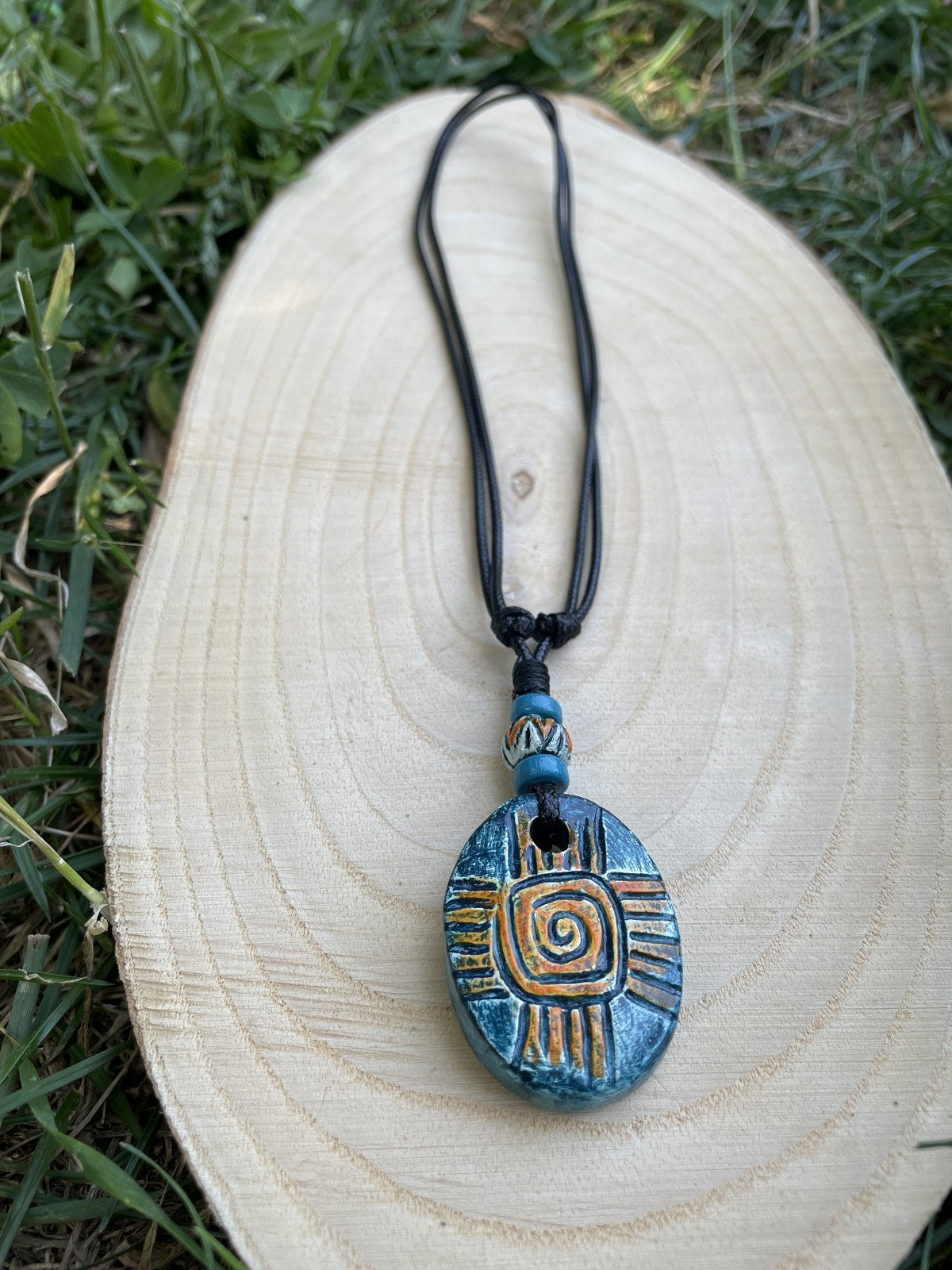 Turuncu Mavi Seramik Kolye