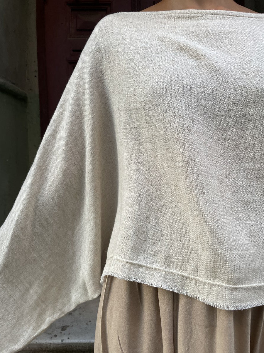 Bohem Yarasa Kol Bluz – Doğal Tencel & Keten Kumaş