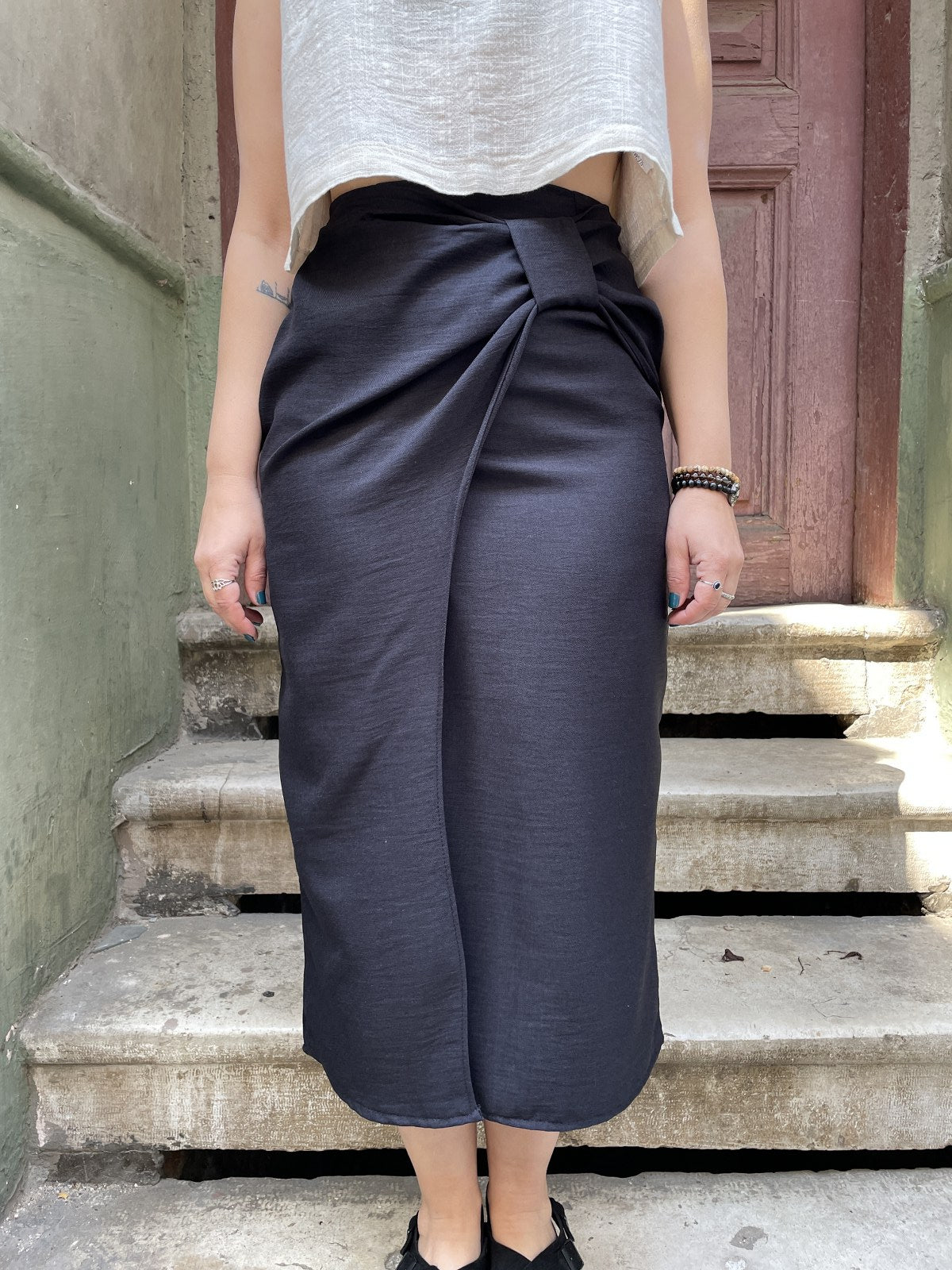 Bohem Siyah Yazlık Kalem Etek