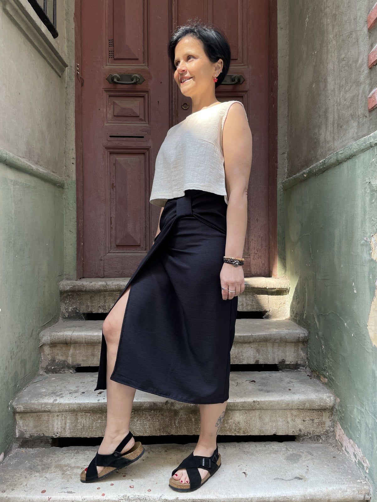 Bohem Siyah Yazlık Kalem Etek