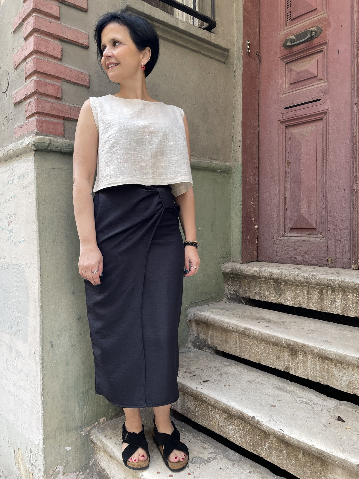 Bohem Siyah Yazlık Kalem Etek