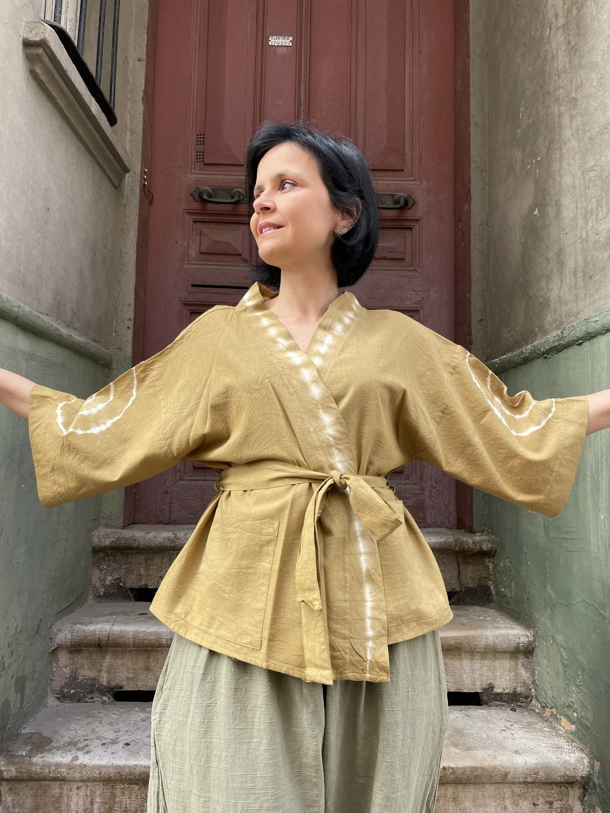 Bohem Yeşil Batik Kadın Kimono