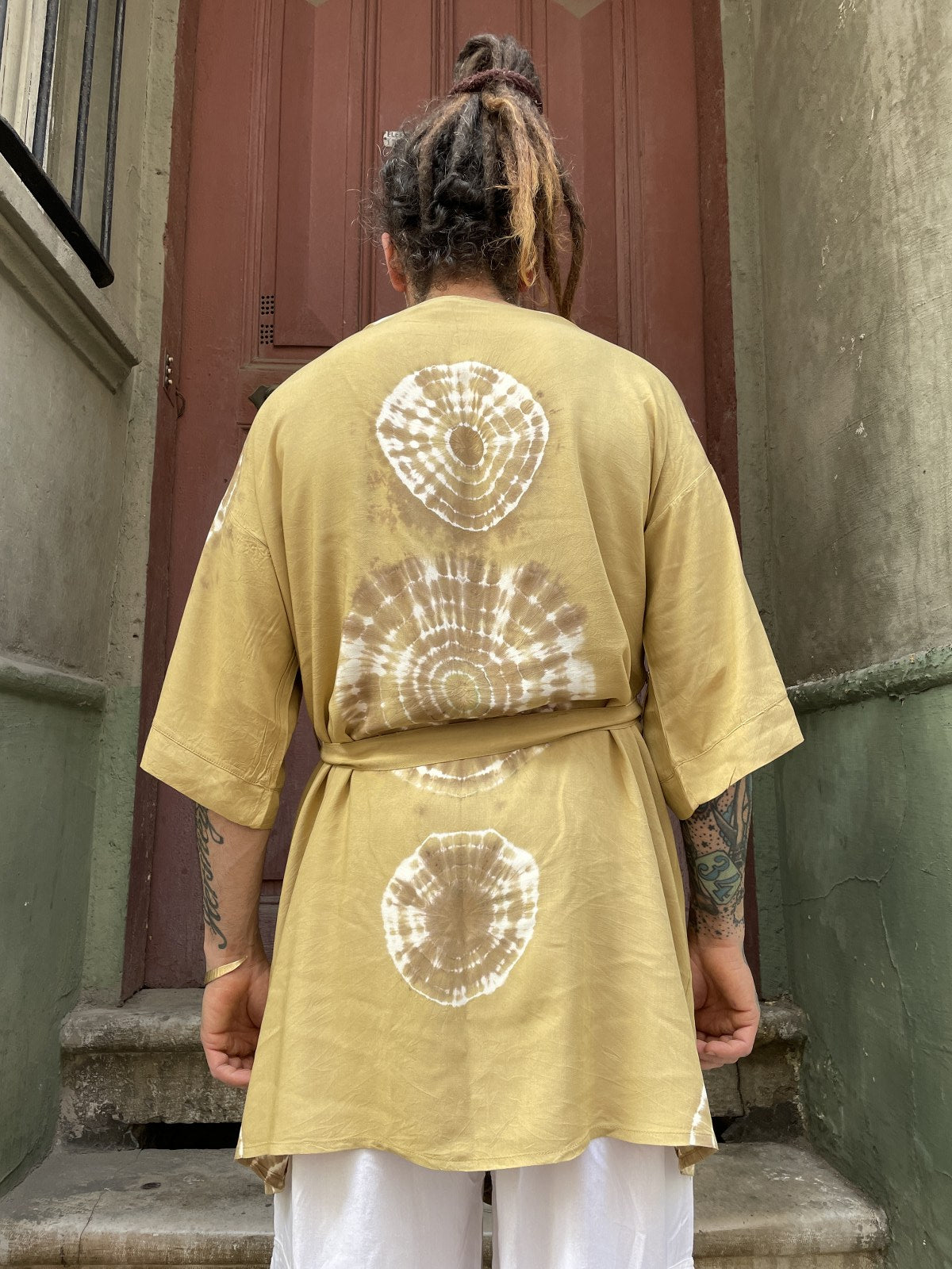 Bohem Yeşil Batik Tasarım Erkek Kimono Ceket