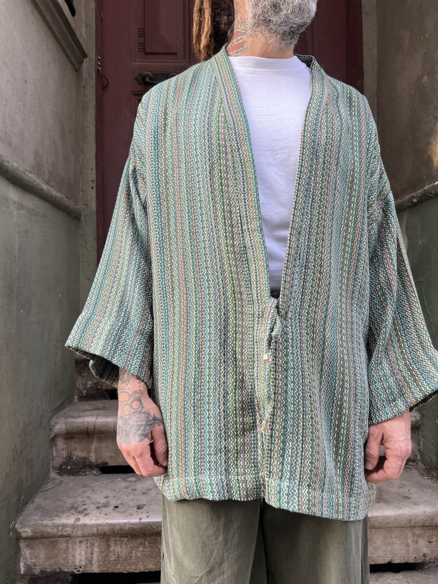 Doğa Nefesi Yeşil Dokuma Erkek Kimono