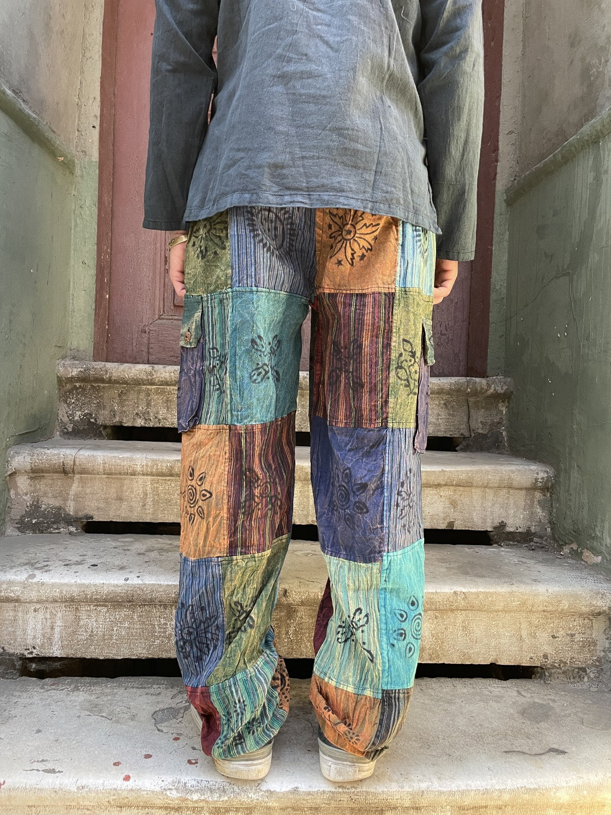 Nepal Patchwork Yeşil Güneş Pantolon