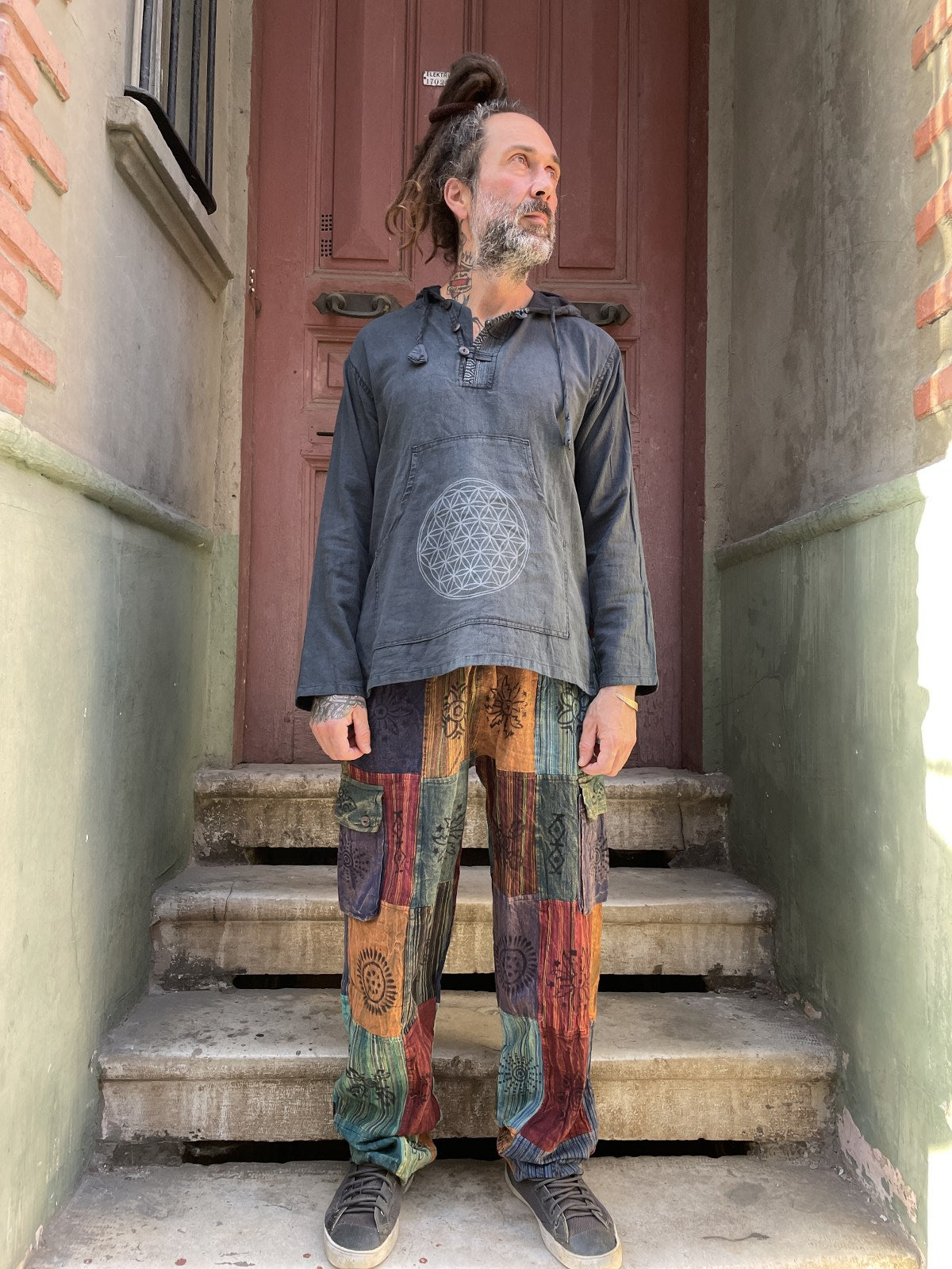 Nepal Patchwork Yeşil Güneş Pantolon