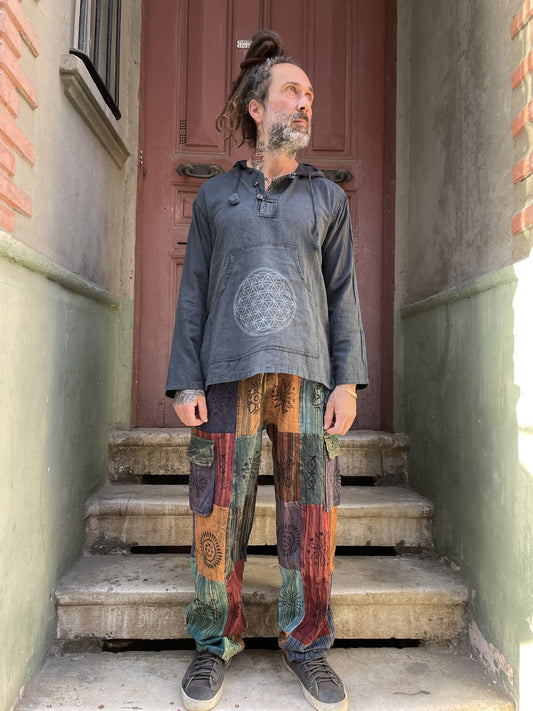 Nepal Patchwork Yeşil Güneş Pantolon