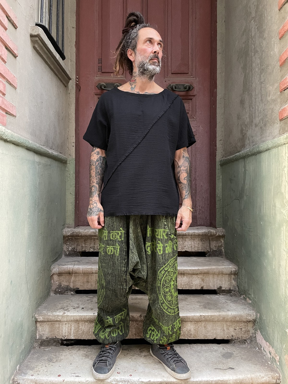 Unisex Nepal Yazılı Tasarım Şalvar Pantolon