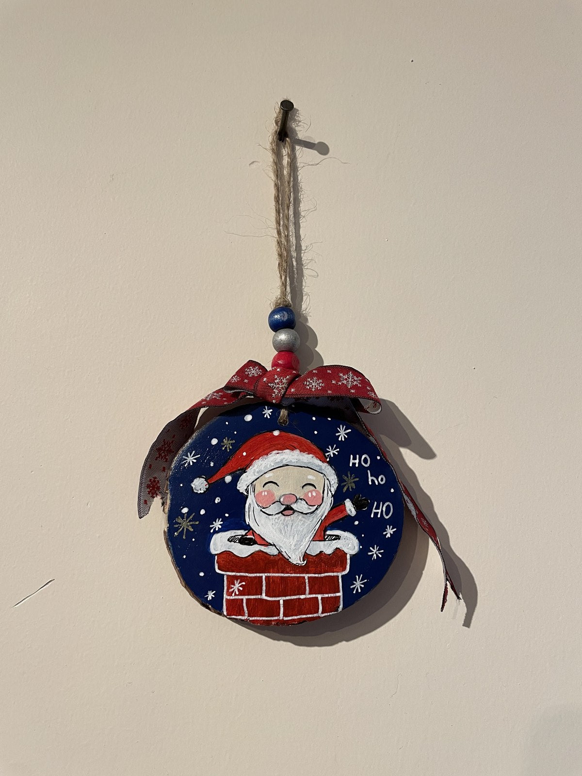 Noel Baba Doğal Ağaç Boyama Yılbaşı Süsü