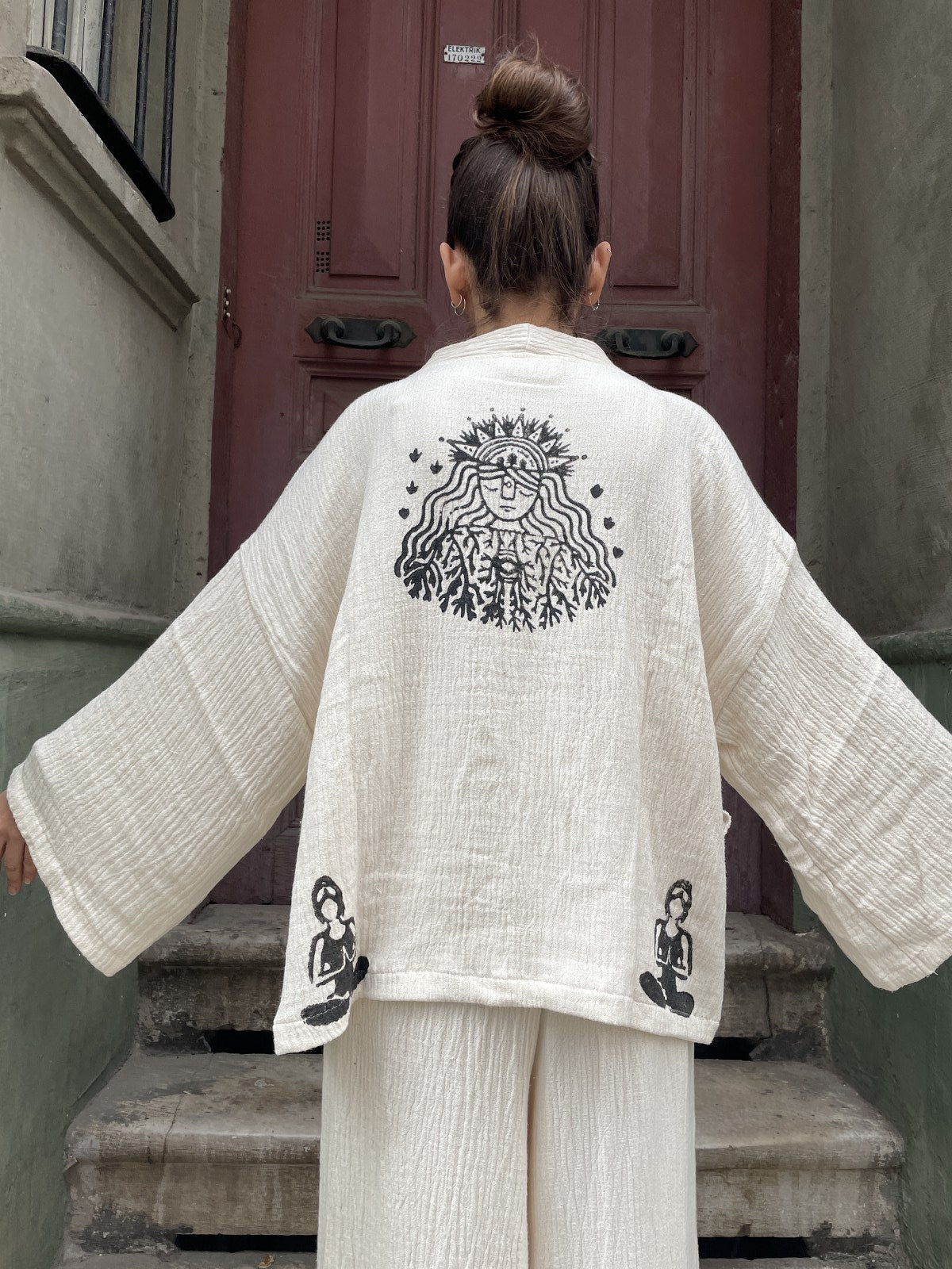 Yoga Prenses Bohem Kadın Yoga Doğal Kumaş Kimono Takım Yoga Takımı