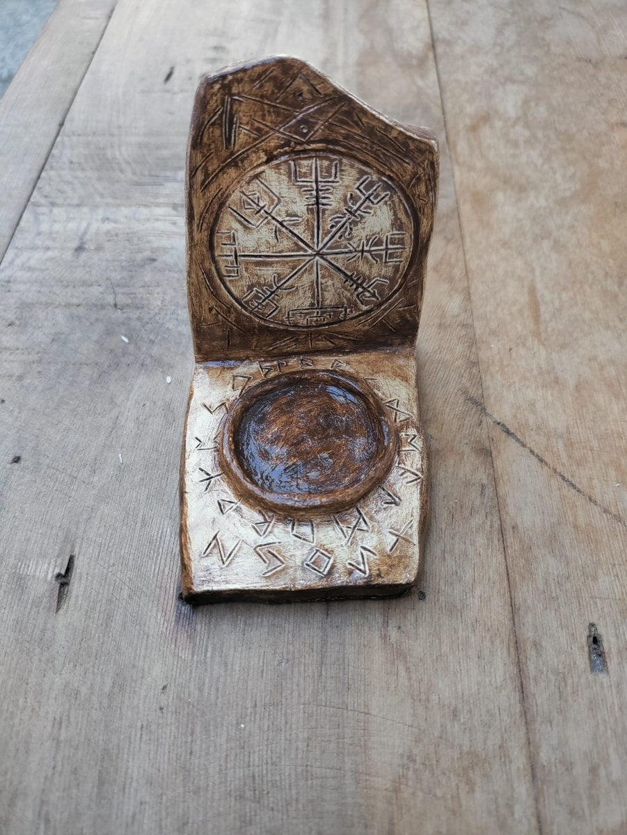 El Yapımı Pusula Seramik Mumluk