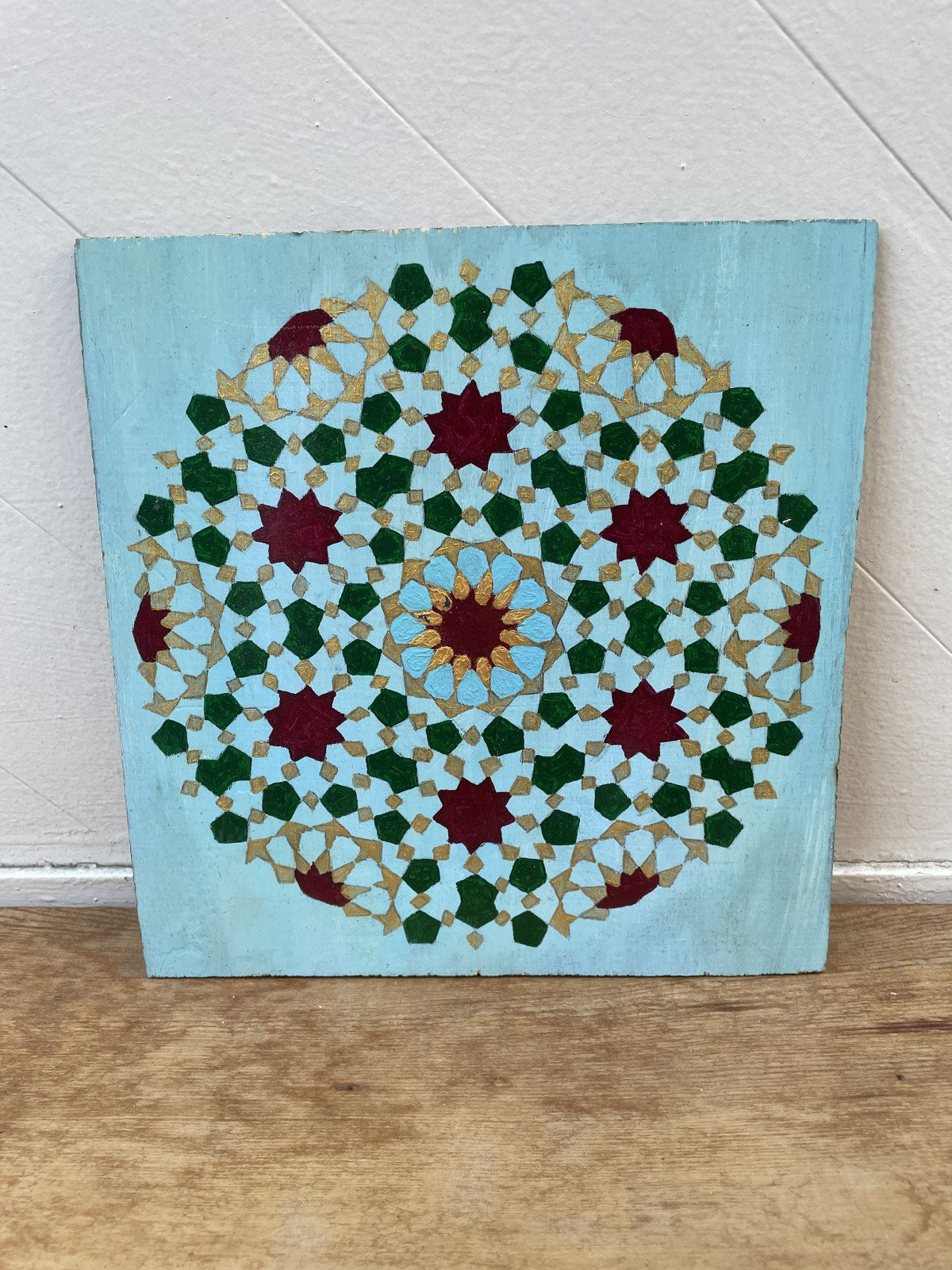 Mandala Turkuaz Bordo Duvar Resmi