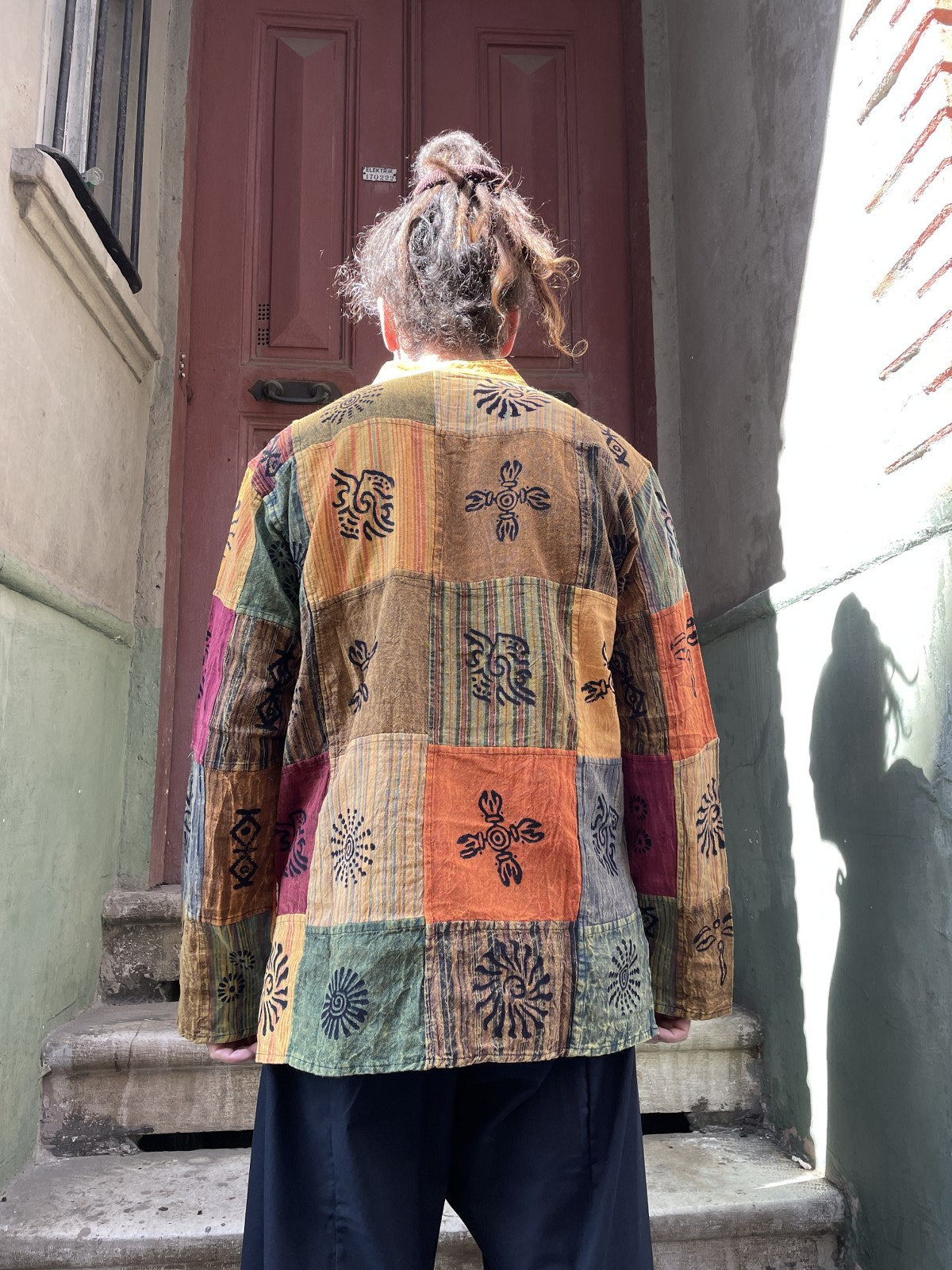 Nepal Patchwork Kırmızı Bordo Gömlek