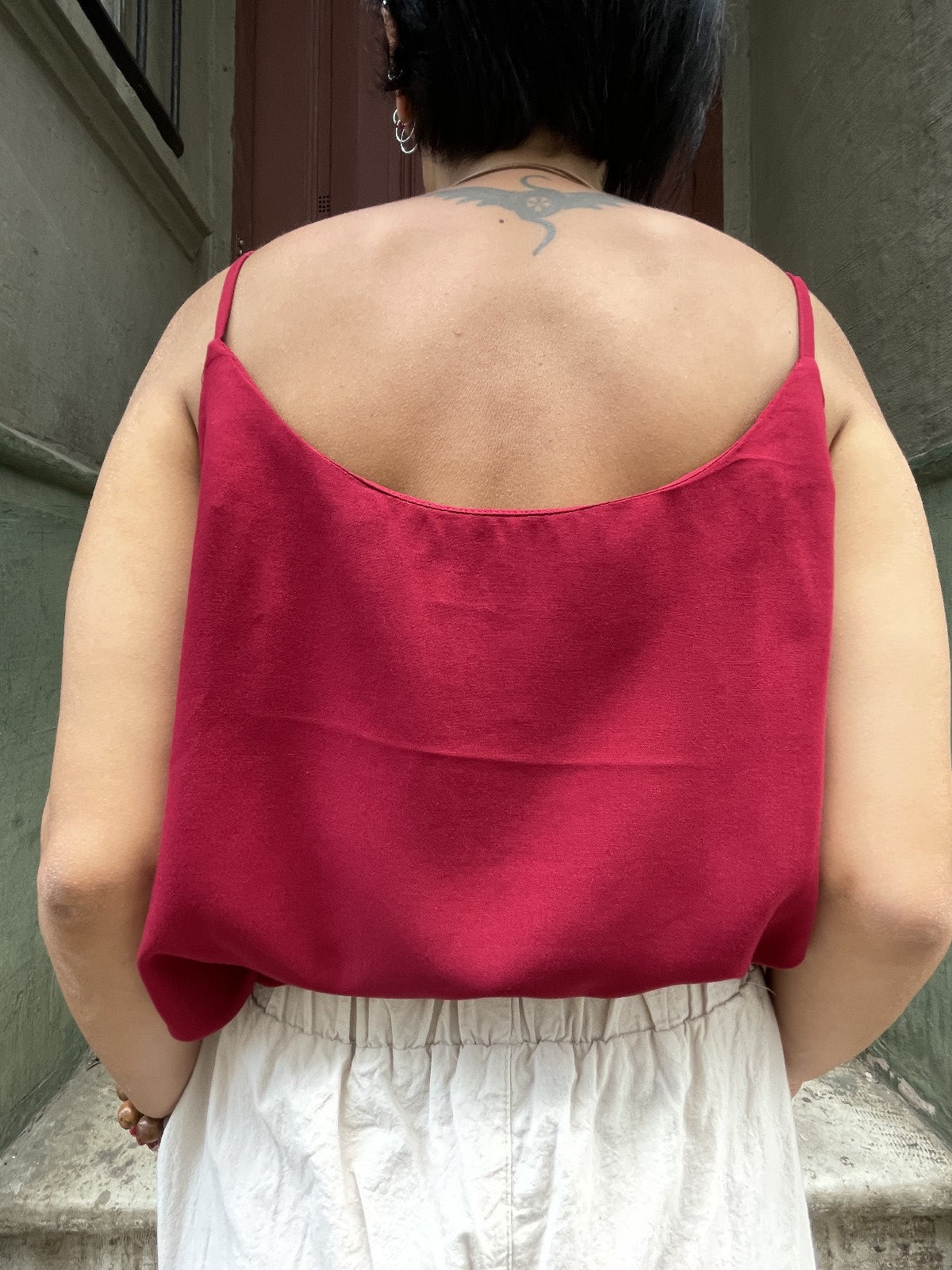 Bohem İnce Askılı Düz Renk Bluz